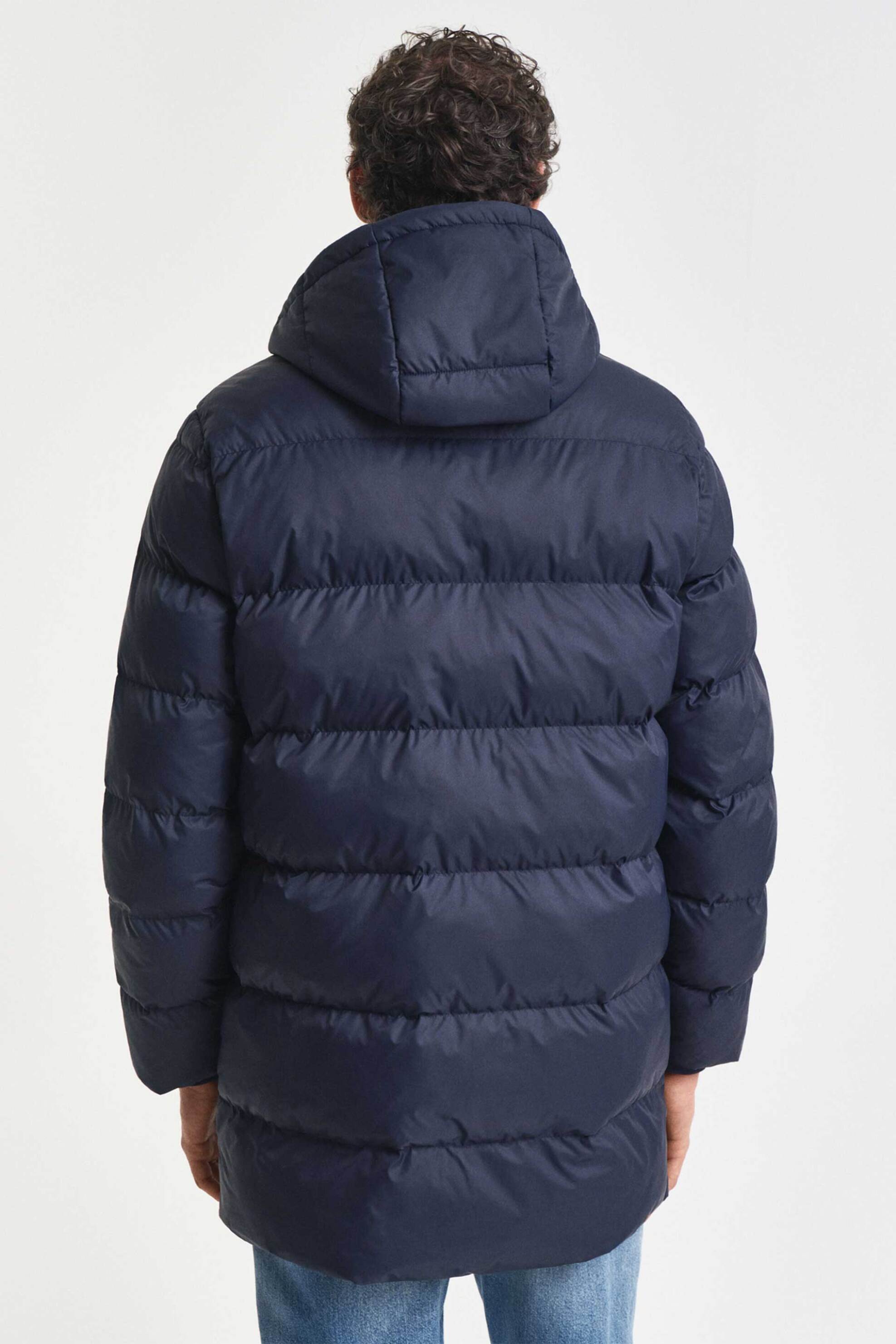 Gant ανδρικό μακρύ μπουφάν puffer αδιάβροχο με καπιτονέ σχέδιο, κουκούλα και κεντημένο λογότυπο Regular Fit - 7006535 Μπλε Σκούρο φωτογραφία