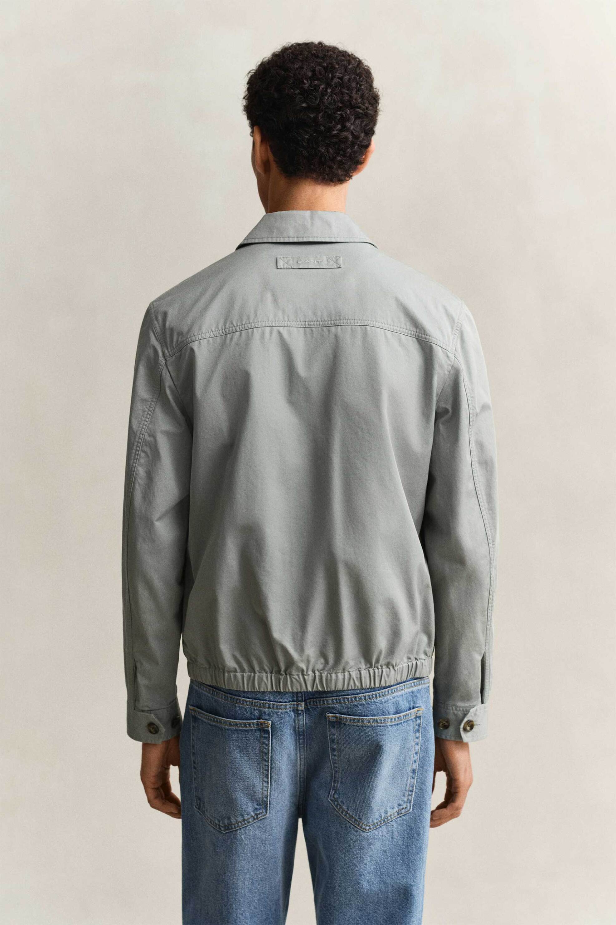 Gant Ανδρικό Αδιάβροχο Jacket με Κεντημένο Λογότυπο Regular Fit - 7006602 Γκρι Γαλάζιο