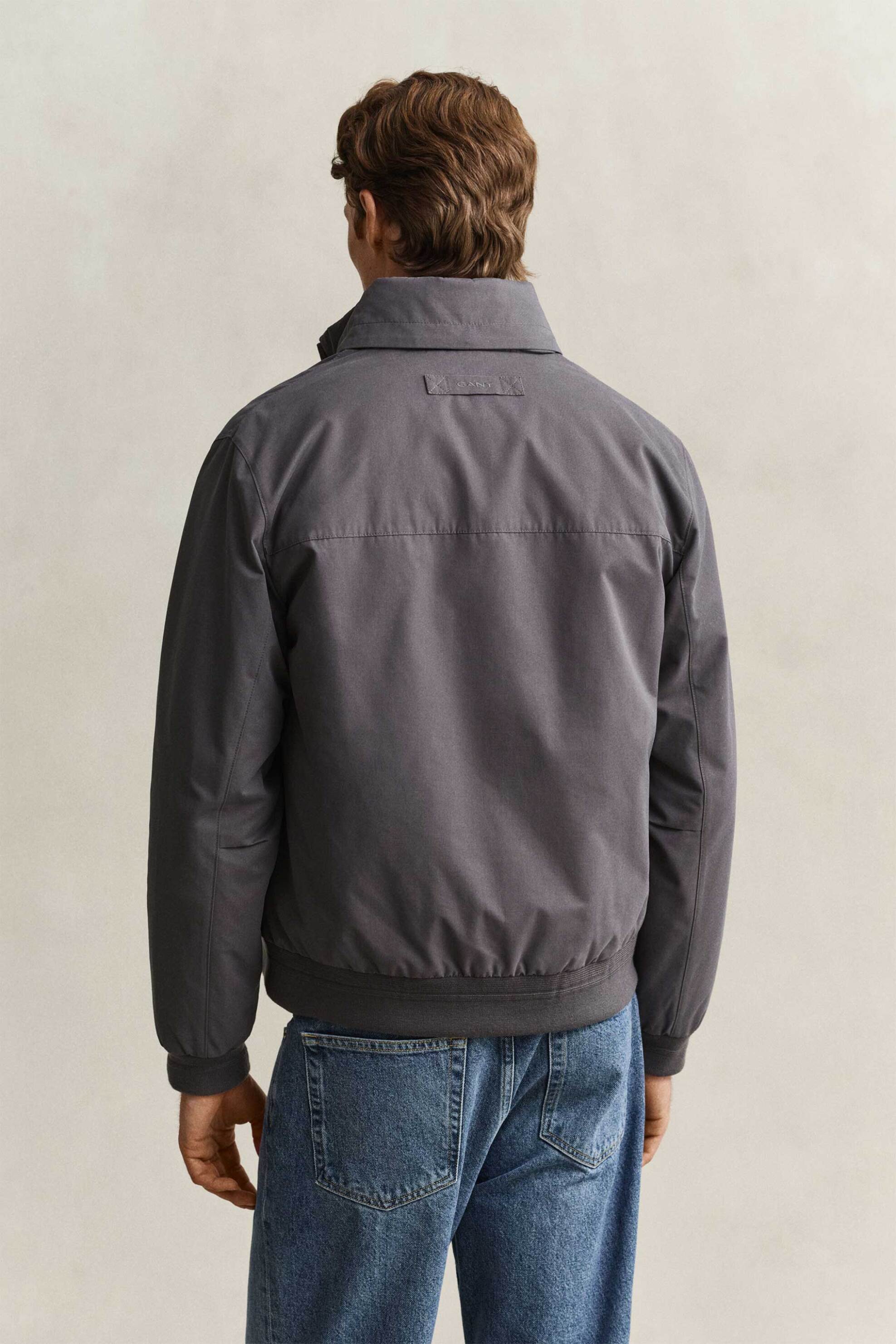 Gant Ανδρικό Αδιάβροχο Jacket με Ψηλό Λαιμό Και Κεντημένο Λογότυπο Regular Fit - 7006645 Γκρι