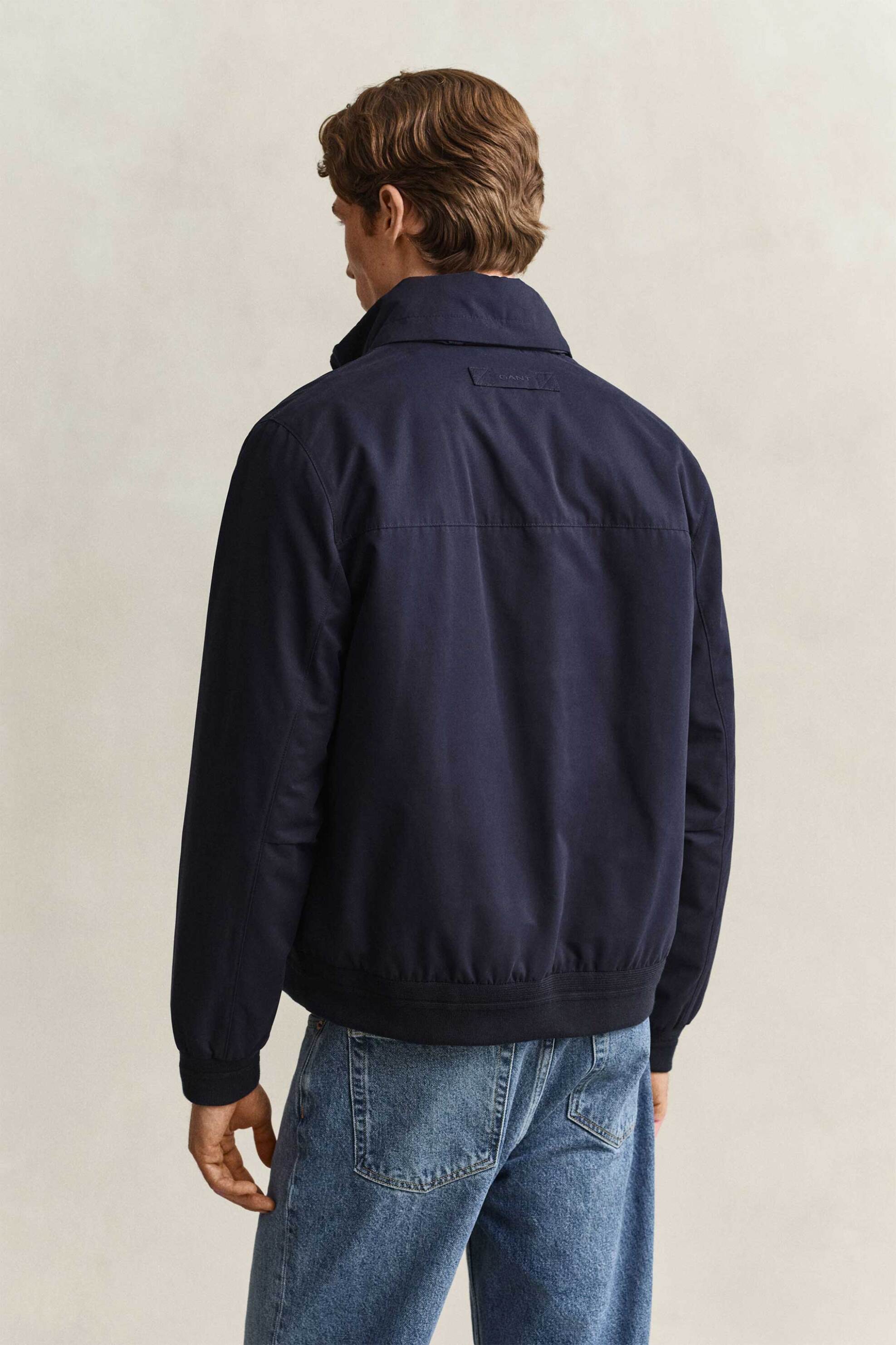 Gant Ανδρικό Αδιάβροχο Jacket με Ψηλό Λαιμό Και Κεντημένο Λογότυπο Regular Fit - 7006645 Μπλε Σκούρο