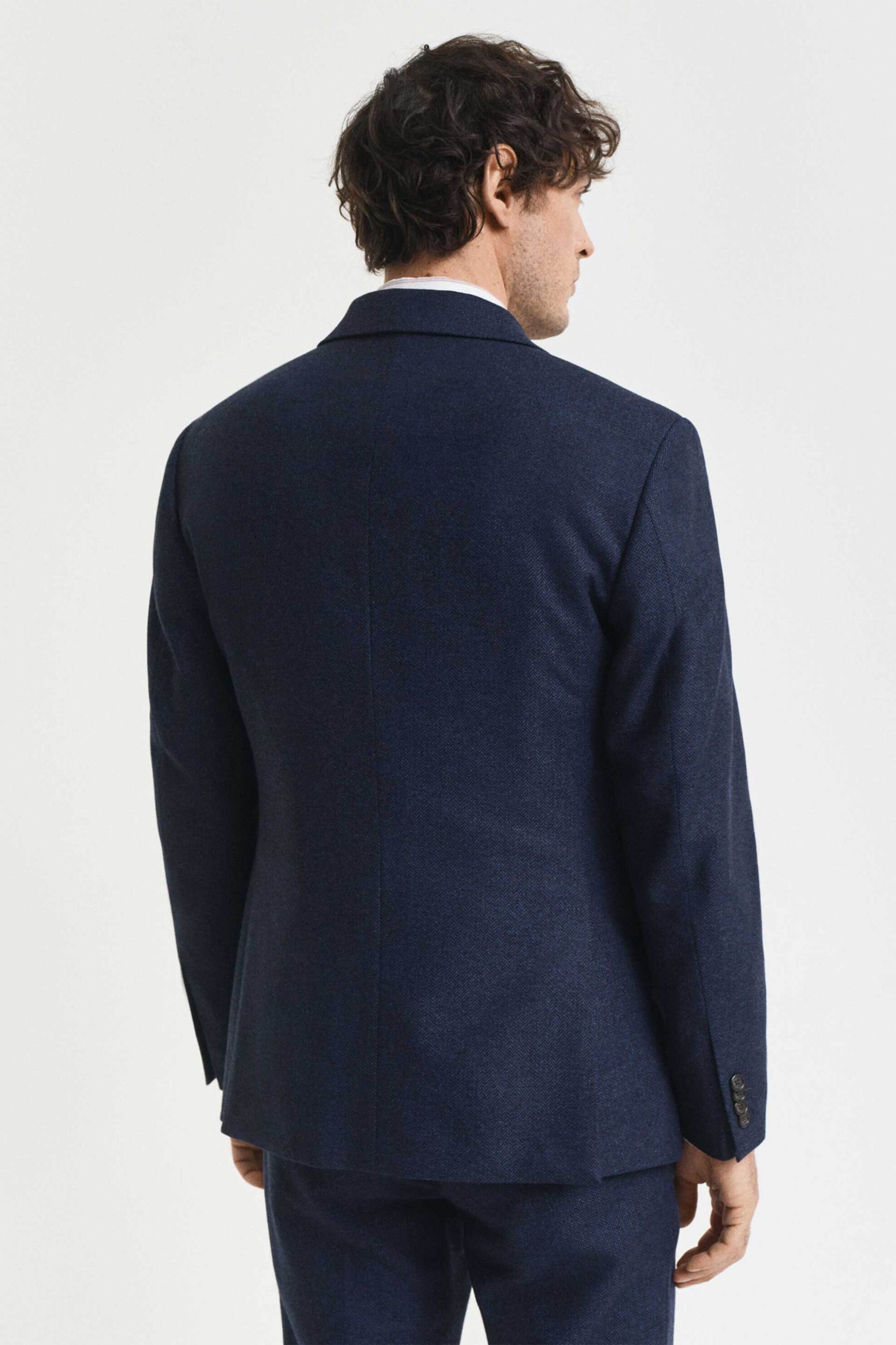 Gant ανδρικό σακάκι με σχέδιο ψαροκόκκαλο Slim Fit - 7706342 Μπλε Σκούρο φωτογραφία