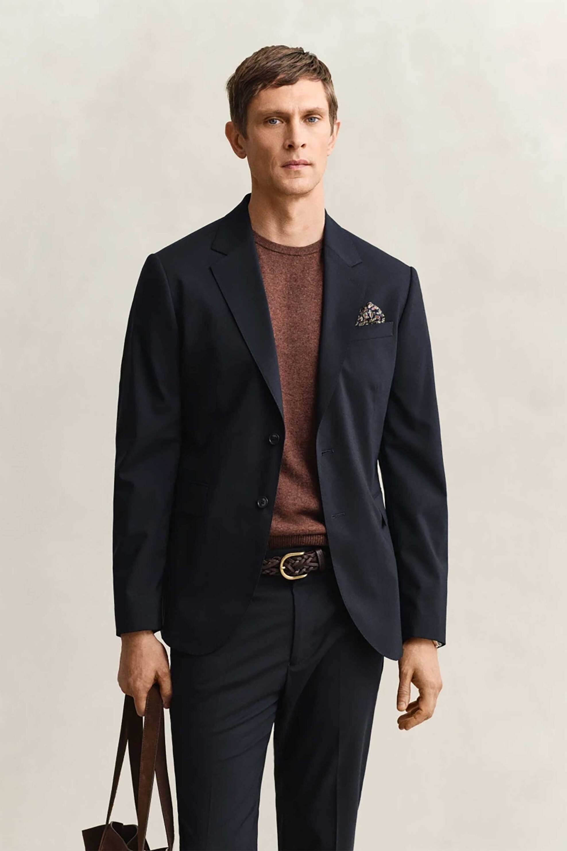 Gant ανδρικό σακάκι μονόχρωμο Slim Fit - 7706359 Μπλε Σκούρο