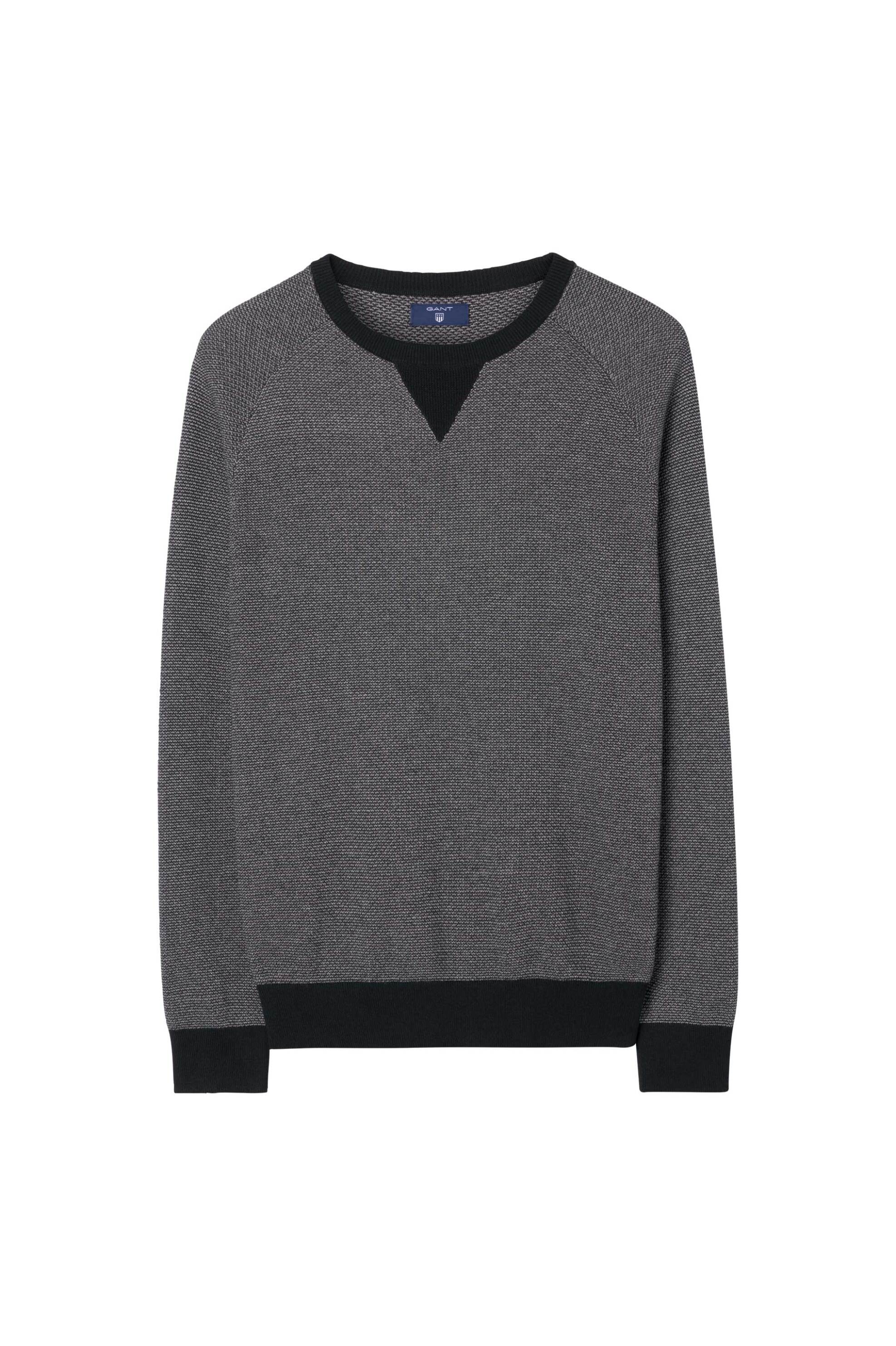 GANT Gant ανδρικό πουλόβερ με contrast τελειώματα - 8010000 Γκρι
