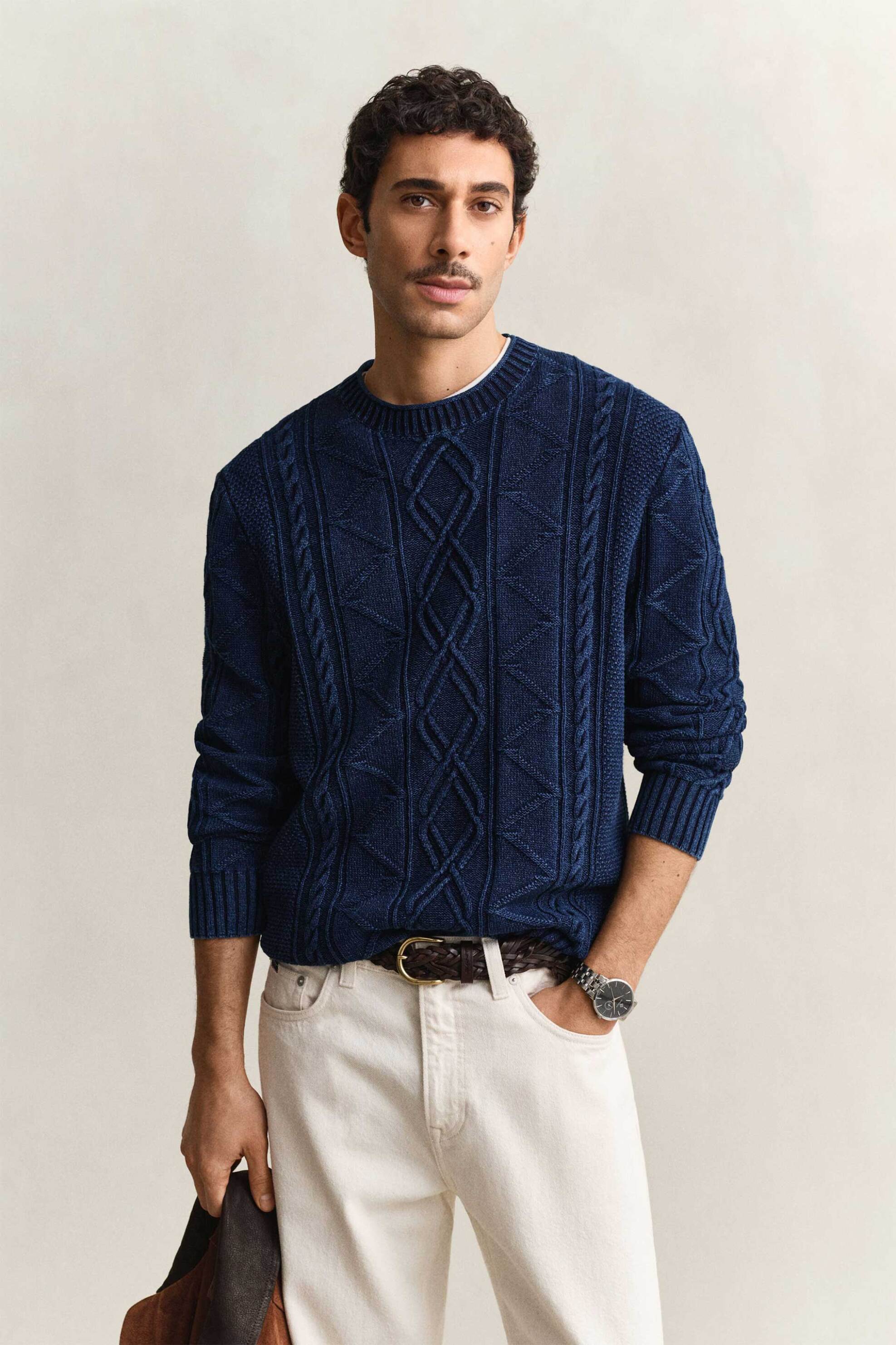 Gant ανδρικό πουλόβερ με σχέδιο στην πλέξη Regular Fit - 8030279 Μπλε Σκούρο