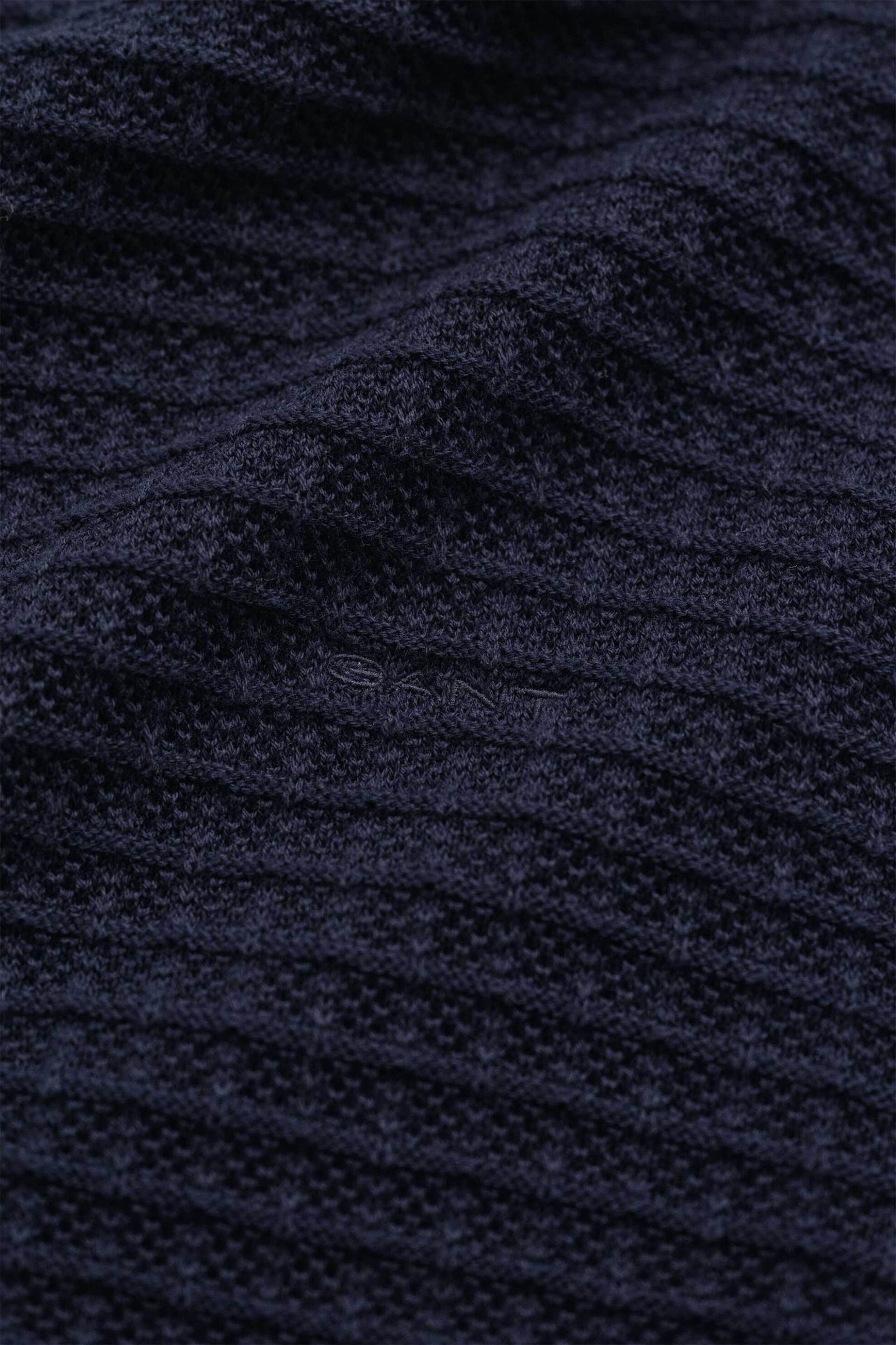 Gant Ανδρικό Πουλόβερ Structured με Κεντημένο Λογότυπο Regular Fit - 8040255 Μπλε Σκούρο