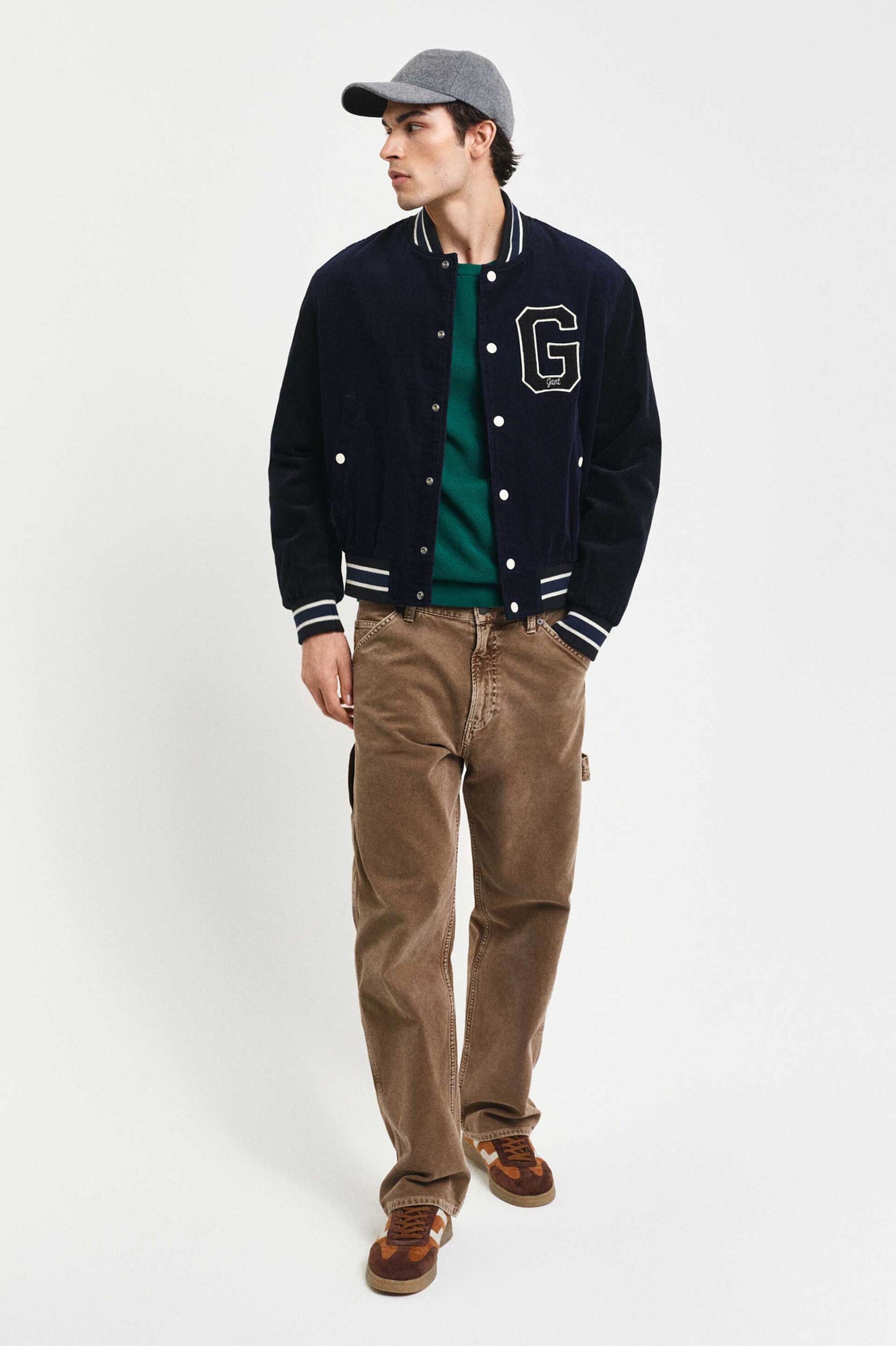 Gant ανδρικό πουλόβερ μονόχρωμο πικέ με κεντημένο λογότυπο Regular Fit - 8040521 Πράσινο Σκούρο φωτογραφία