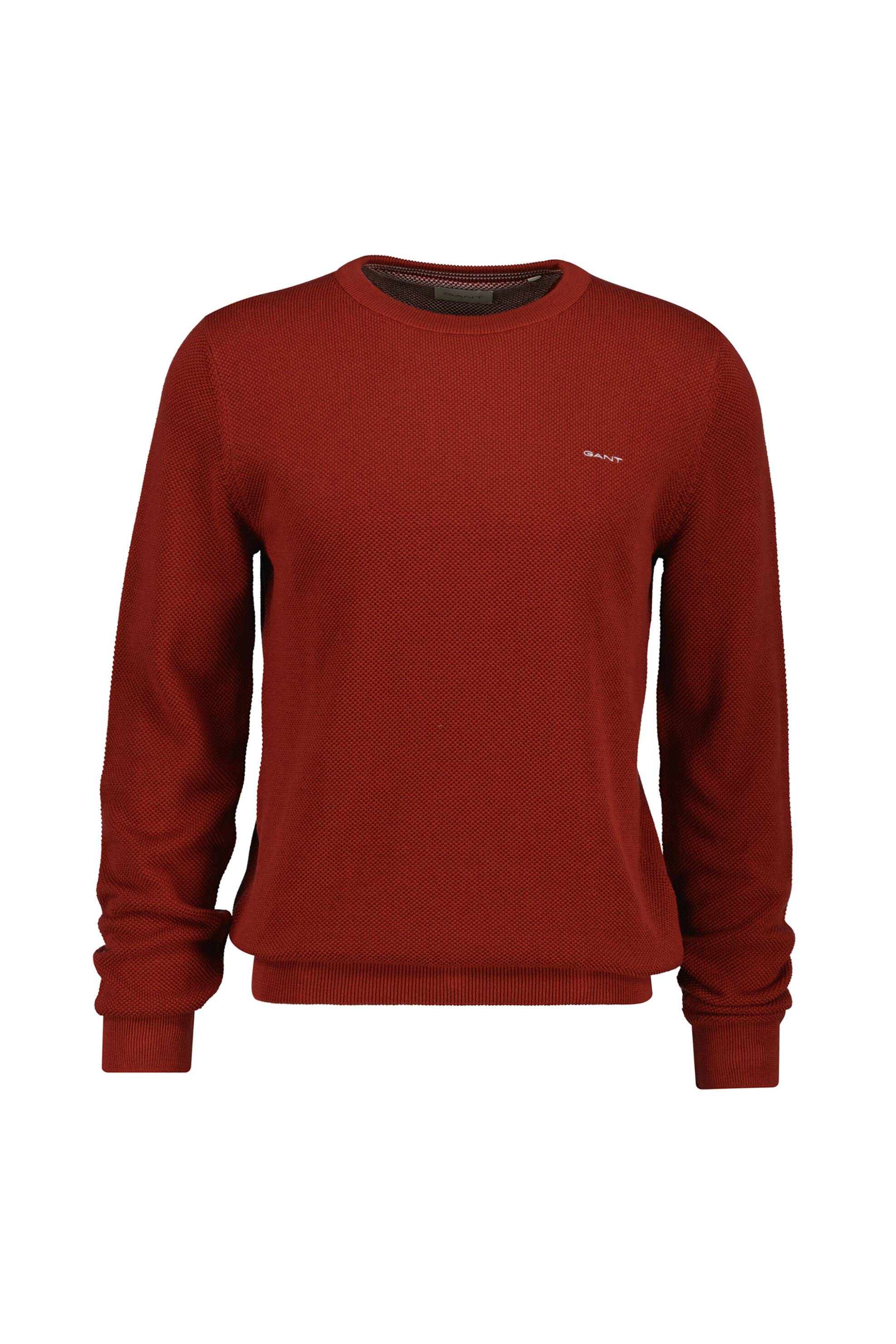 Gant ανδρικό πουλόβερ μονόχρωμο πικέ με κεντημένο λογότυπο Regular Fit - 8040521 Κεραμιδί