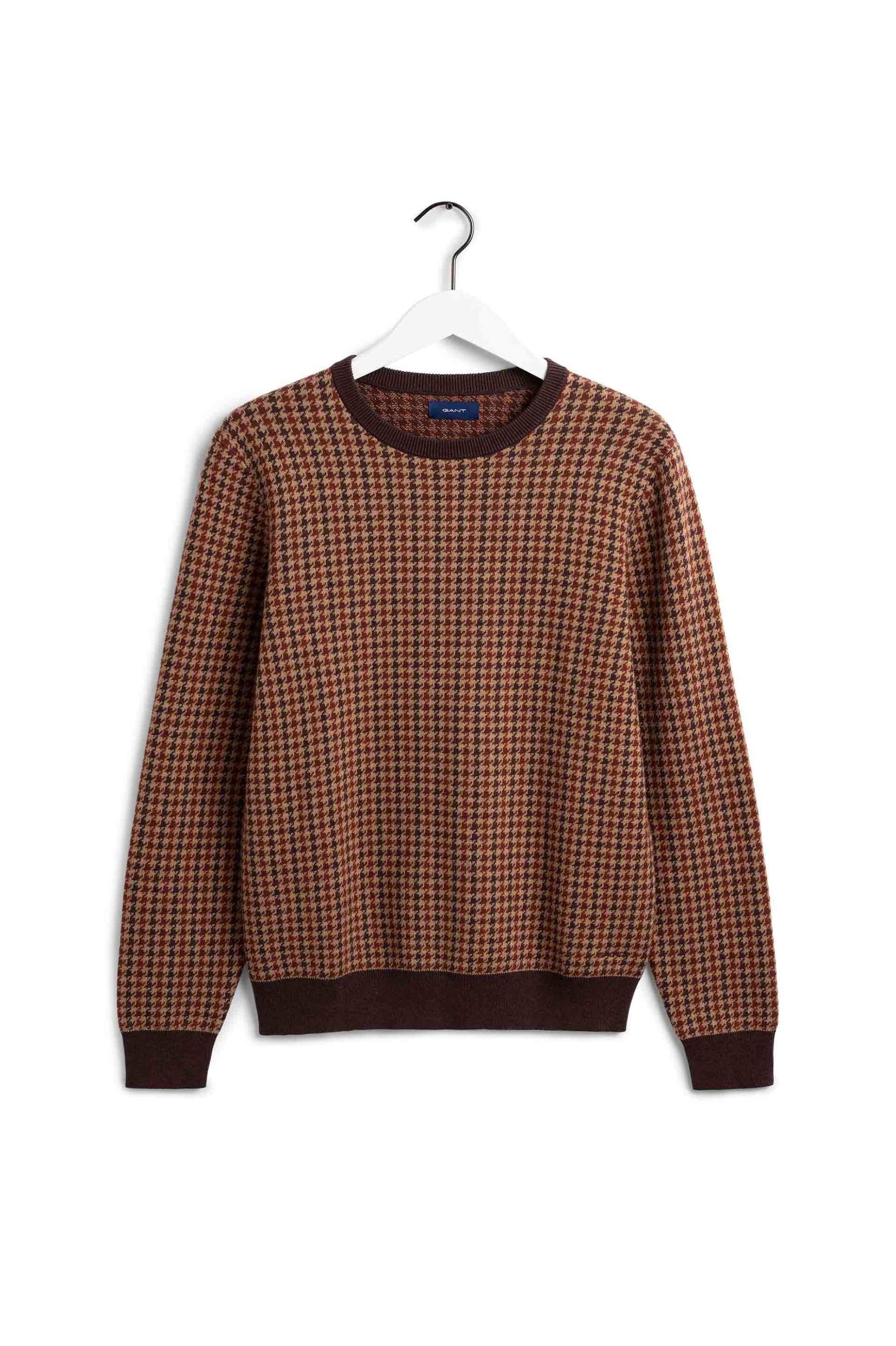 Gant ανδρικό πουλόβερ με pied de poule pattern - 8050073 Καφέ