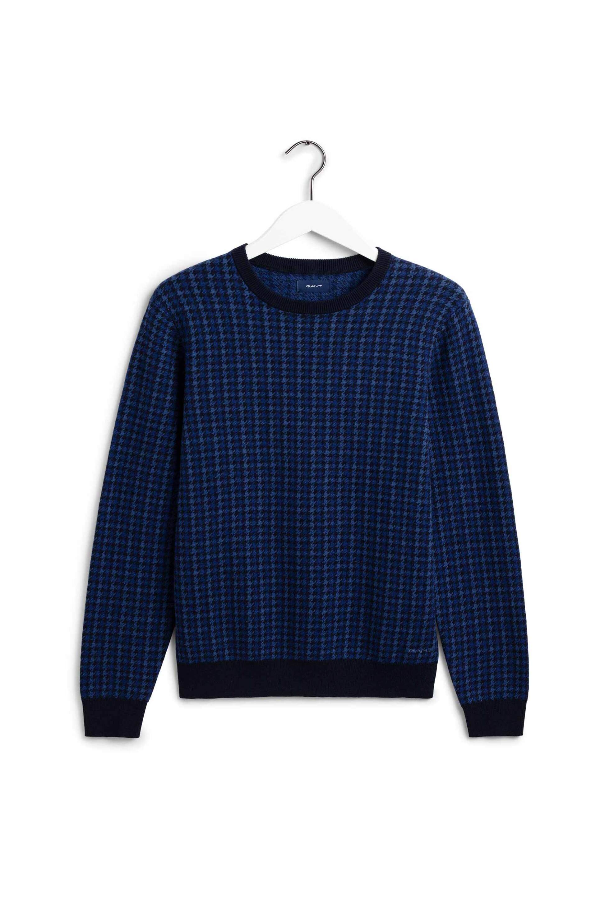 Gant ανδρικό πουλόβερ με pied de poule pattern - 8050073 Μπλε Σκούρο