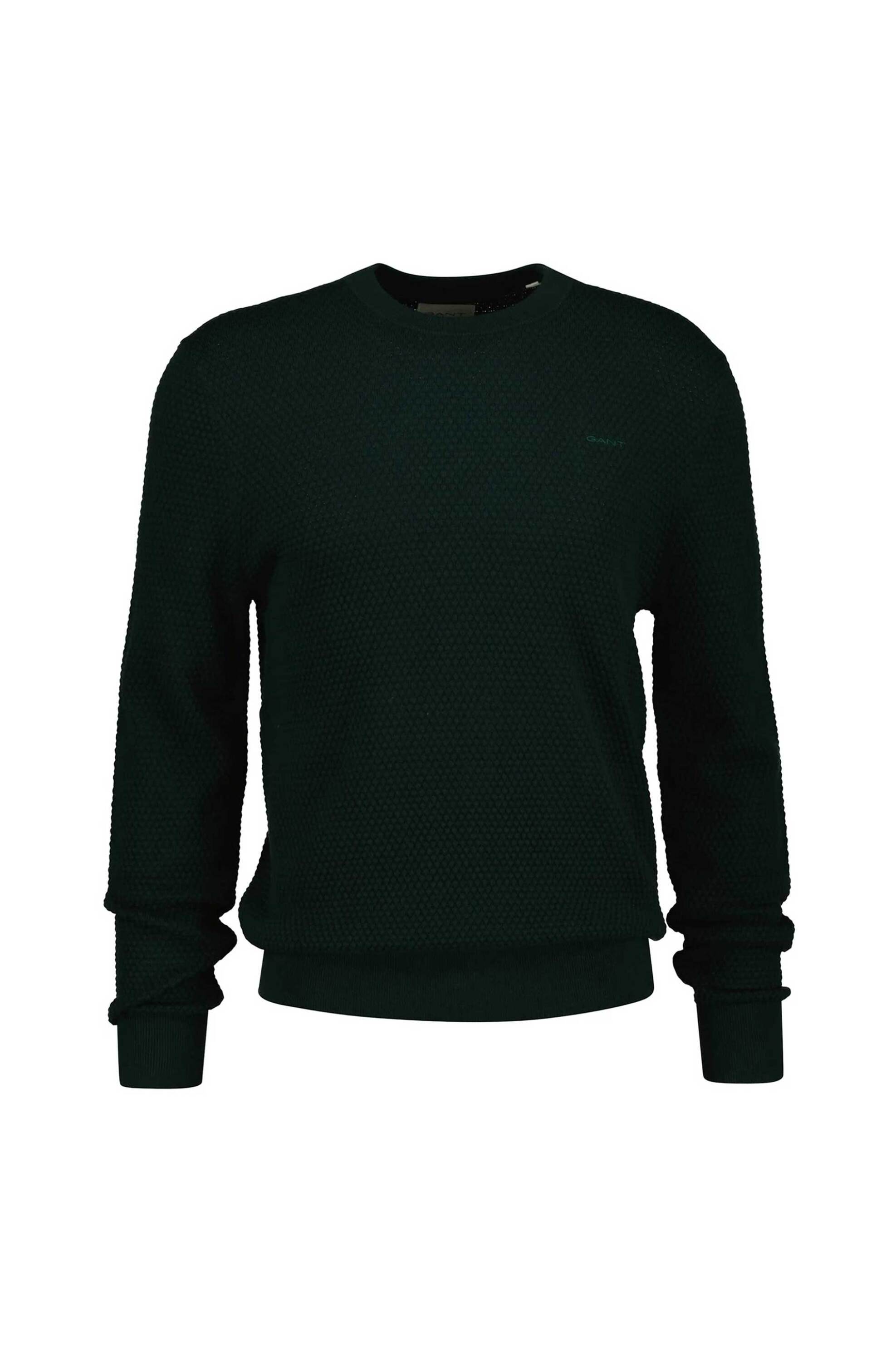 GANT Gant ανδρικό πουλόβερ textured με κεντημένο λογότυπο Regular Fit - 8050262 Πράσινο Σκούρο