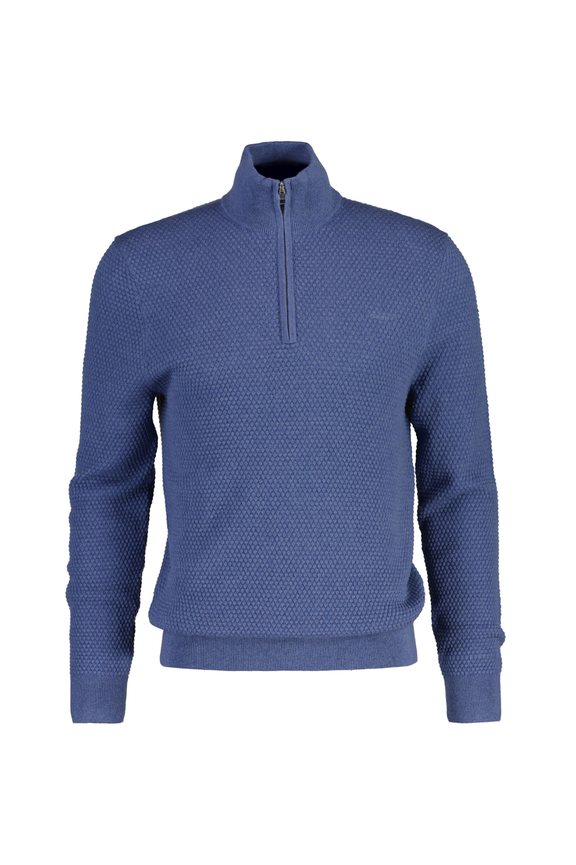 Gant ανδρικό πουλόβερ textured με κεντημένο λογότυπο και ψηλό λαιμό με 1/2 φερμουάρ Regular Fit - 8050263 Μπλε