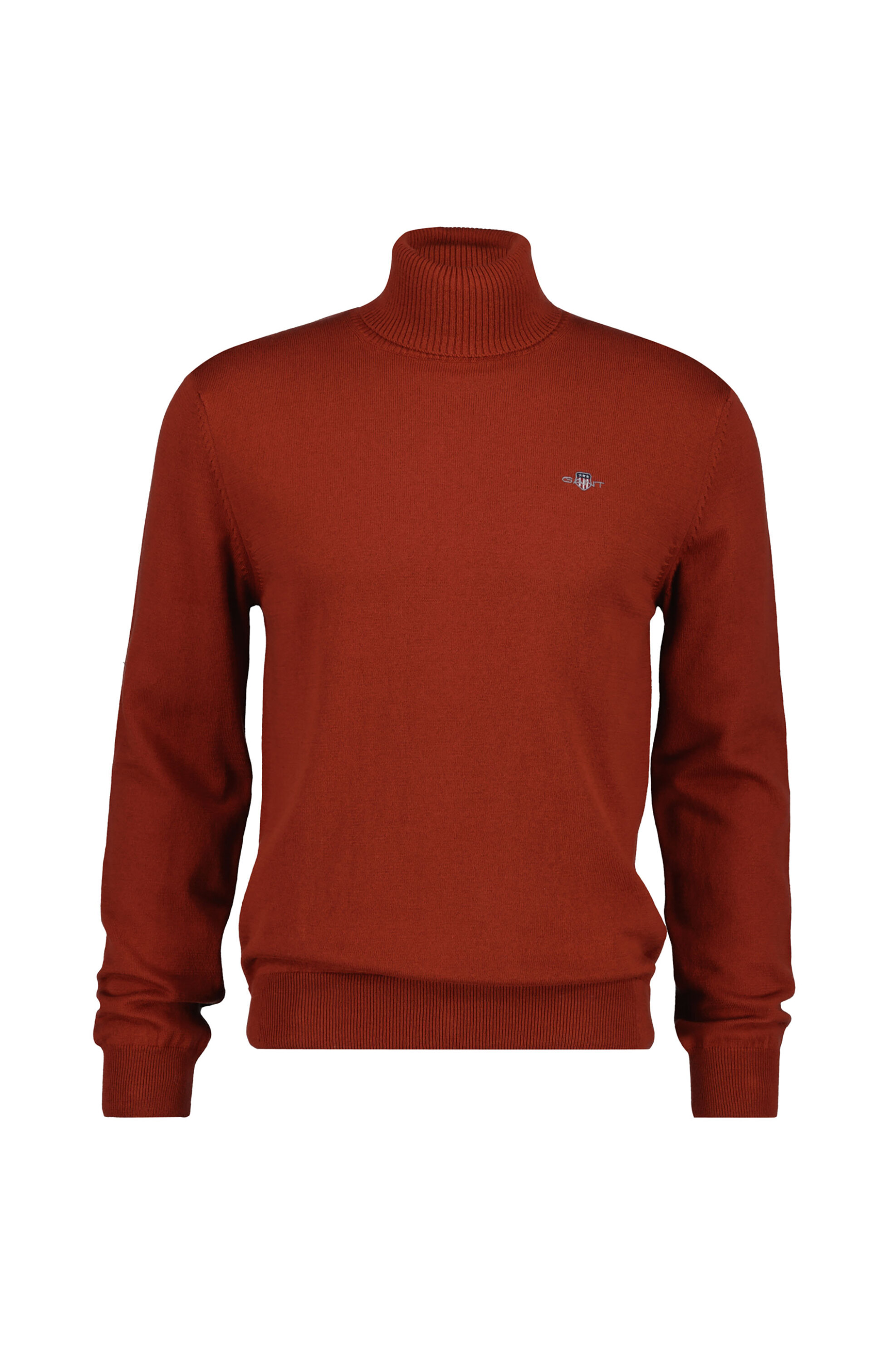 Gant ανδρική πλεκτή μπλούζα ζιβάγκο με κεντημένο λογότυπο Regular Fit - 8060070 Κεραμιδί