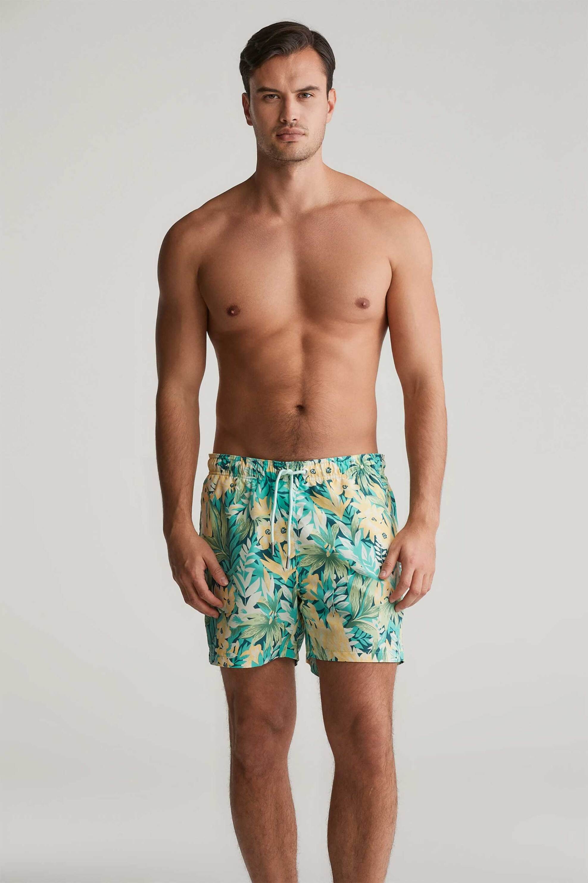 GANT Gant ανδρικό μαγιό σορτς με floral print και λογότυπο Regular Fit - 922516004 Τυρκουάζ