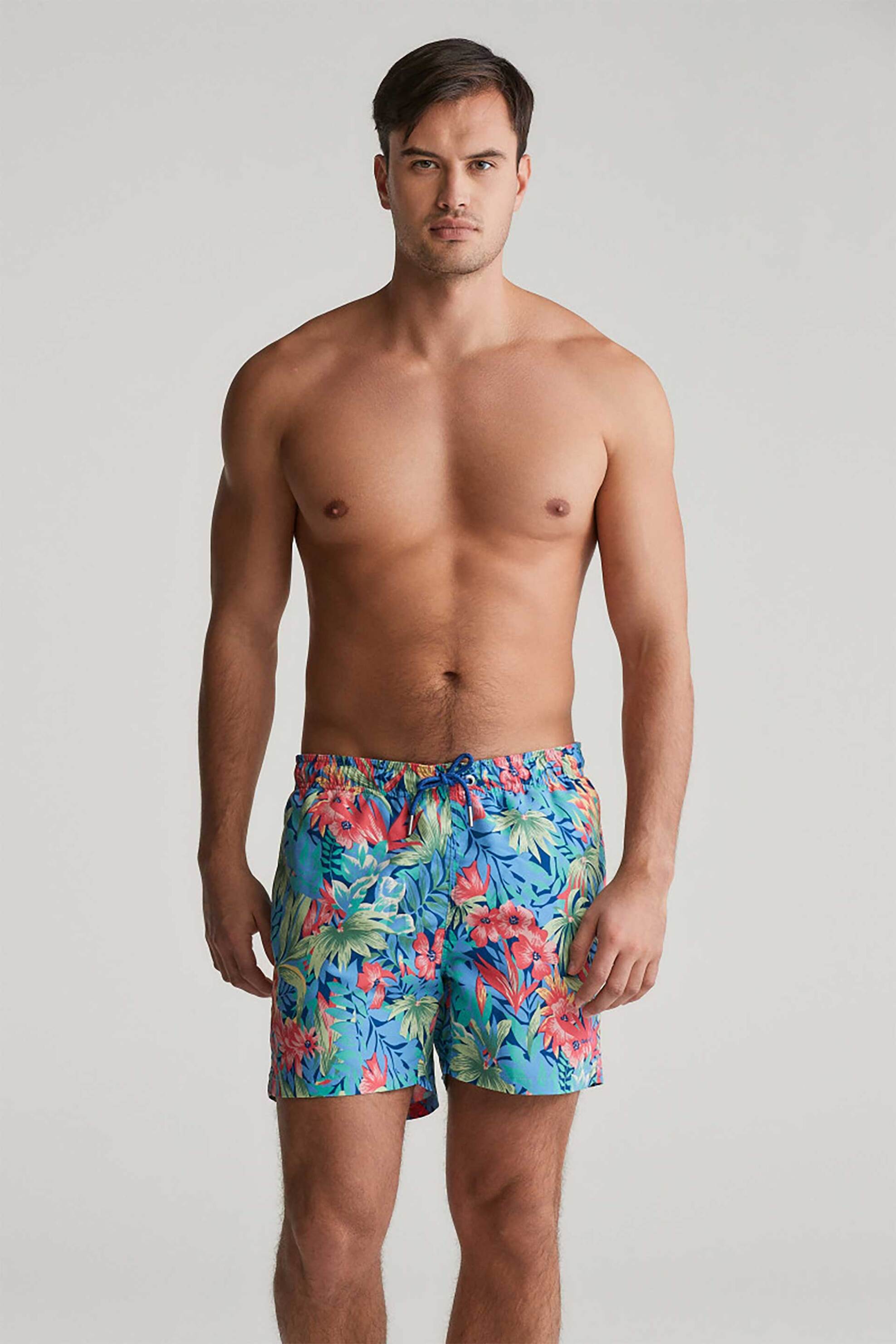 GANT Gant ανδρικό μαγιό σορτς με floral print και λογότυπο Regular Fit - 922516004 Γαλάζιο