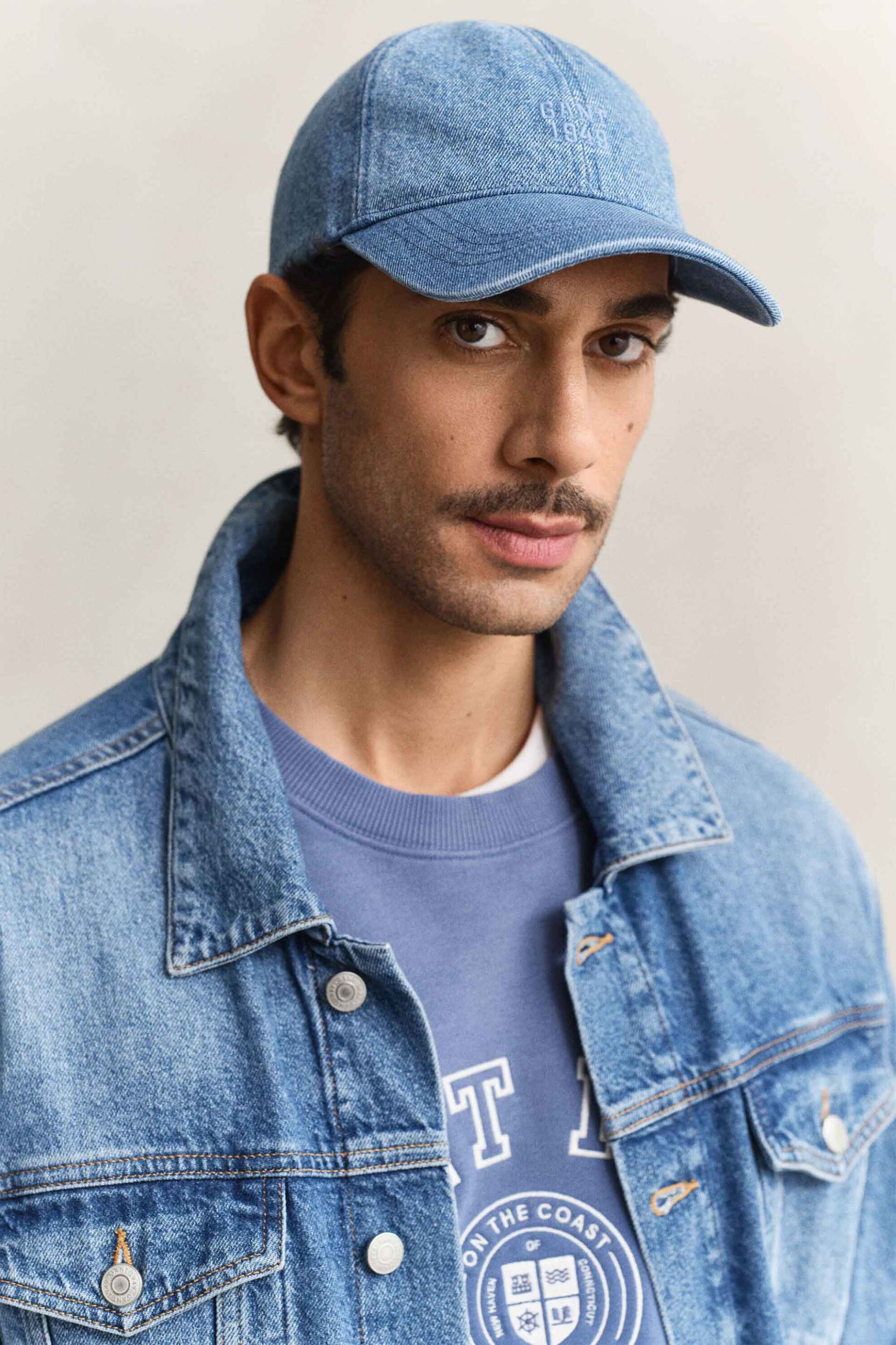 Gant Ανδρικό Denim Καπέλο Jockey με Κεντημένο Λογότυπο - 9901324 Blue
