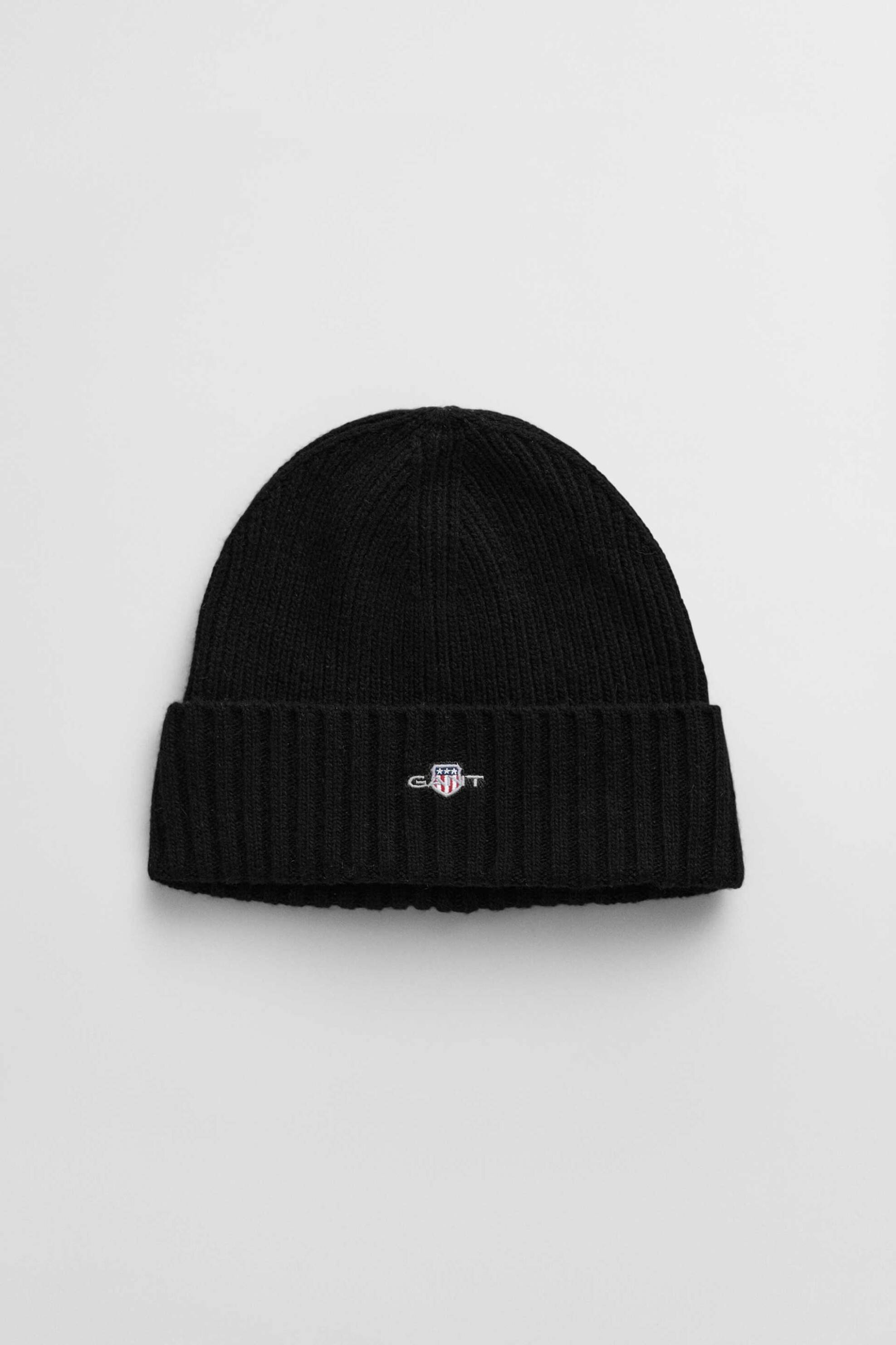 Gant ανδρικός μάλλινος σκούφος ribbed με κεντημένο logo - 9910023 Μαύρο