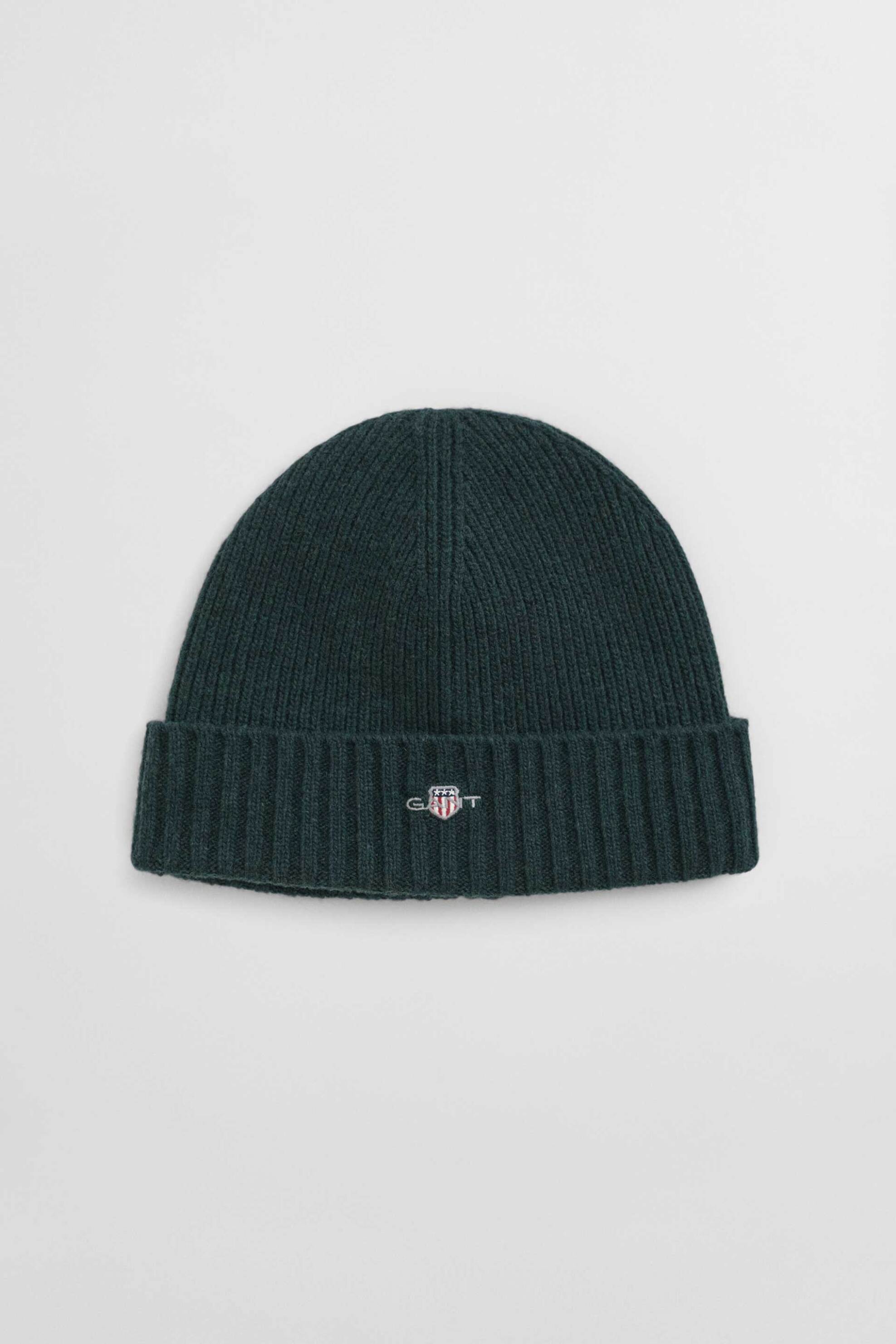 Gant ανδρικός μάλλινος σκούφος ribbed με κεντημένο logo - 9910023 Πράσινο Σκούρο