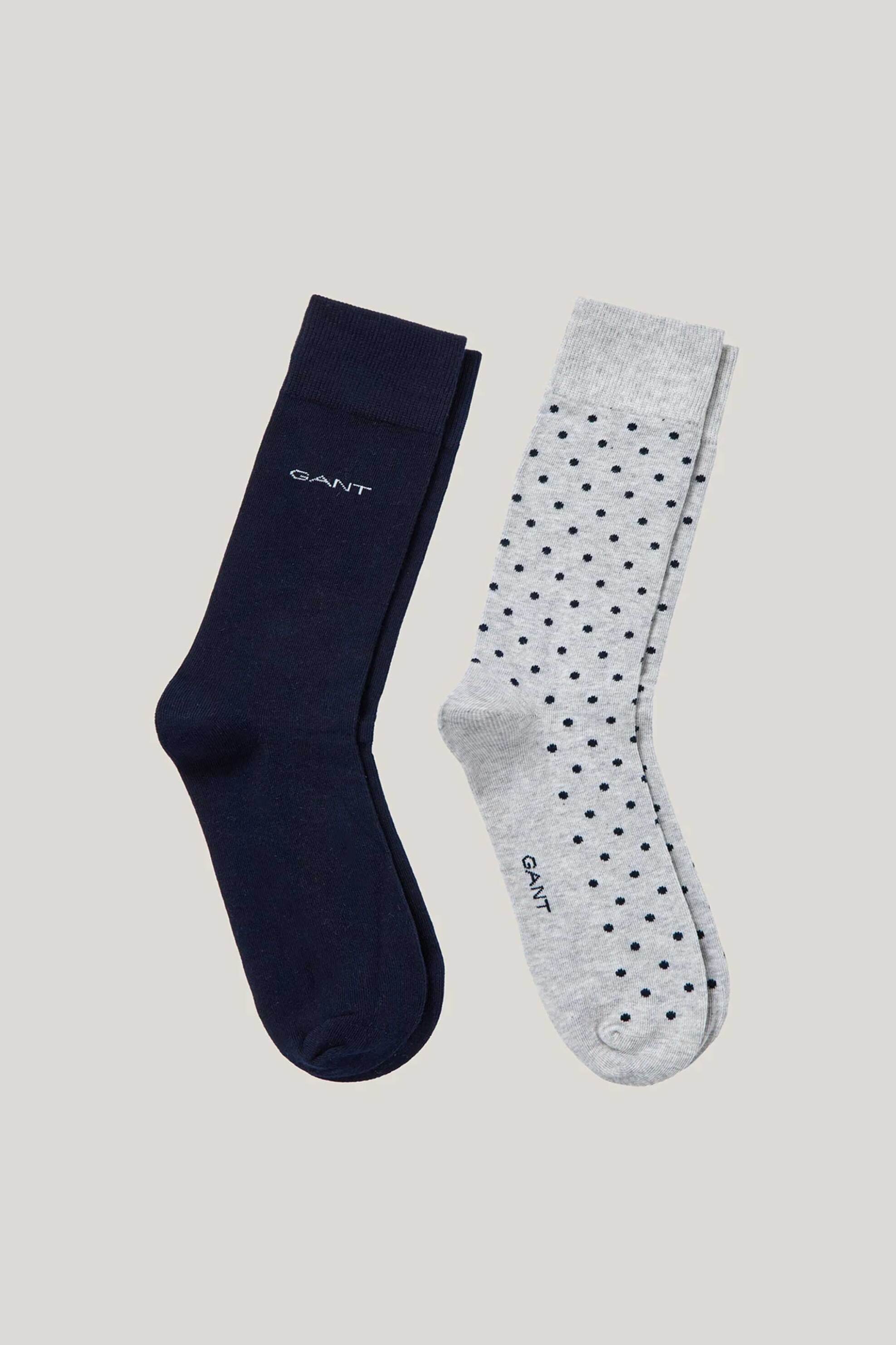 Gant σετ ανδρικές μακριές κάλτσες με λογότυπο σε μονόχρωμο και πουά σχέδιο (2 ζευγάρια) - 9960260 Γκρι