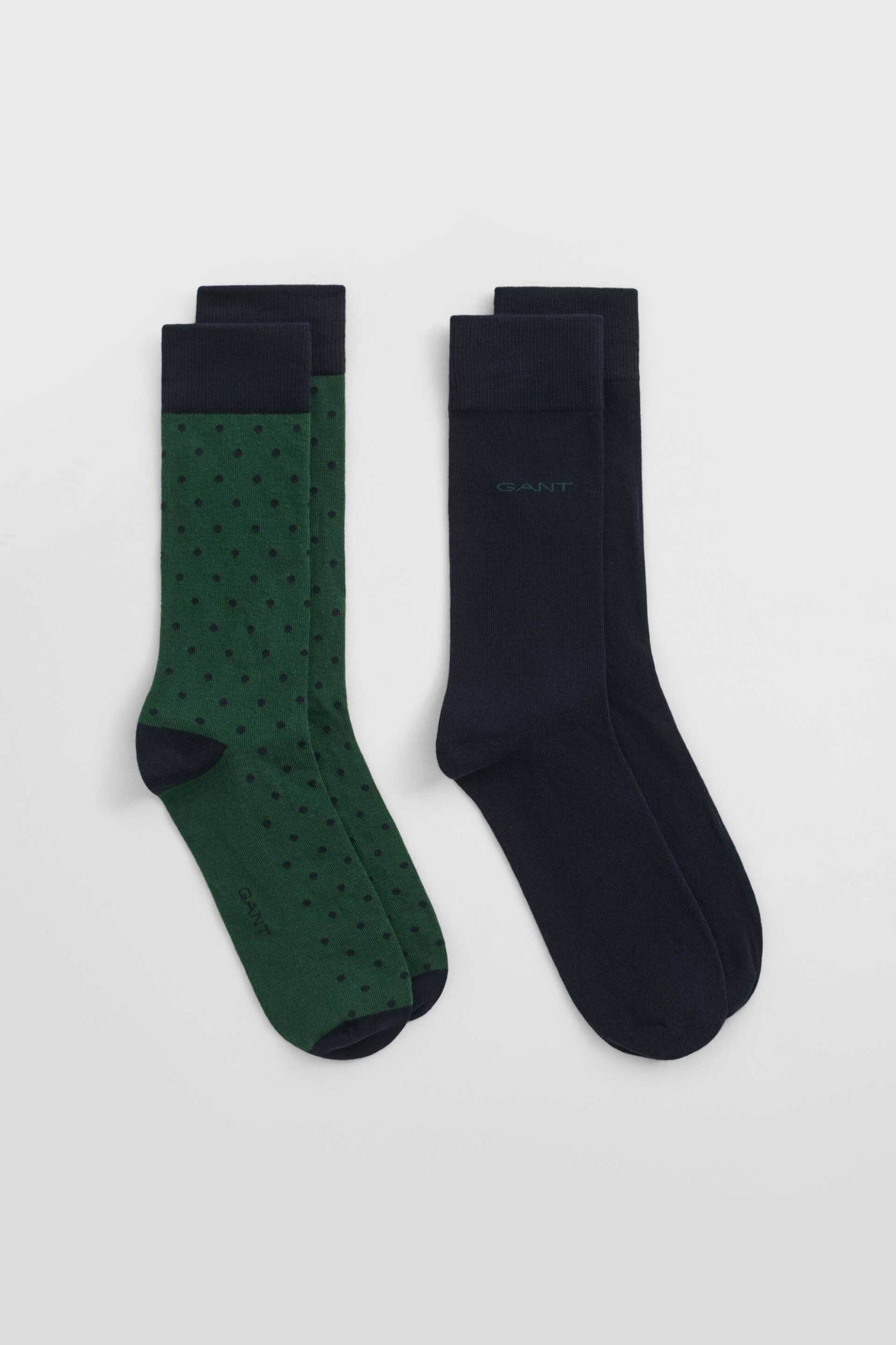 Gant σετ ανδρικές μακριές κάλτσες με λογότυπο σε μονόχρωμο και πουά σχέδιο (2 ζευγάρια) - 9960260 Πράσινο