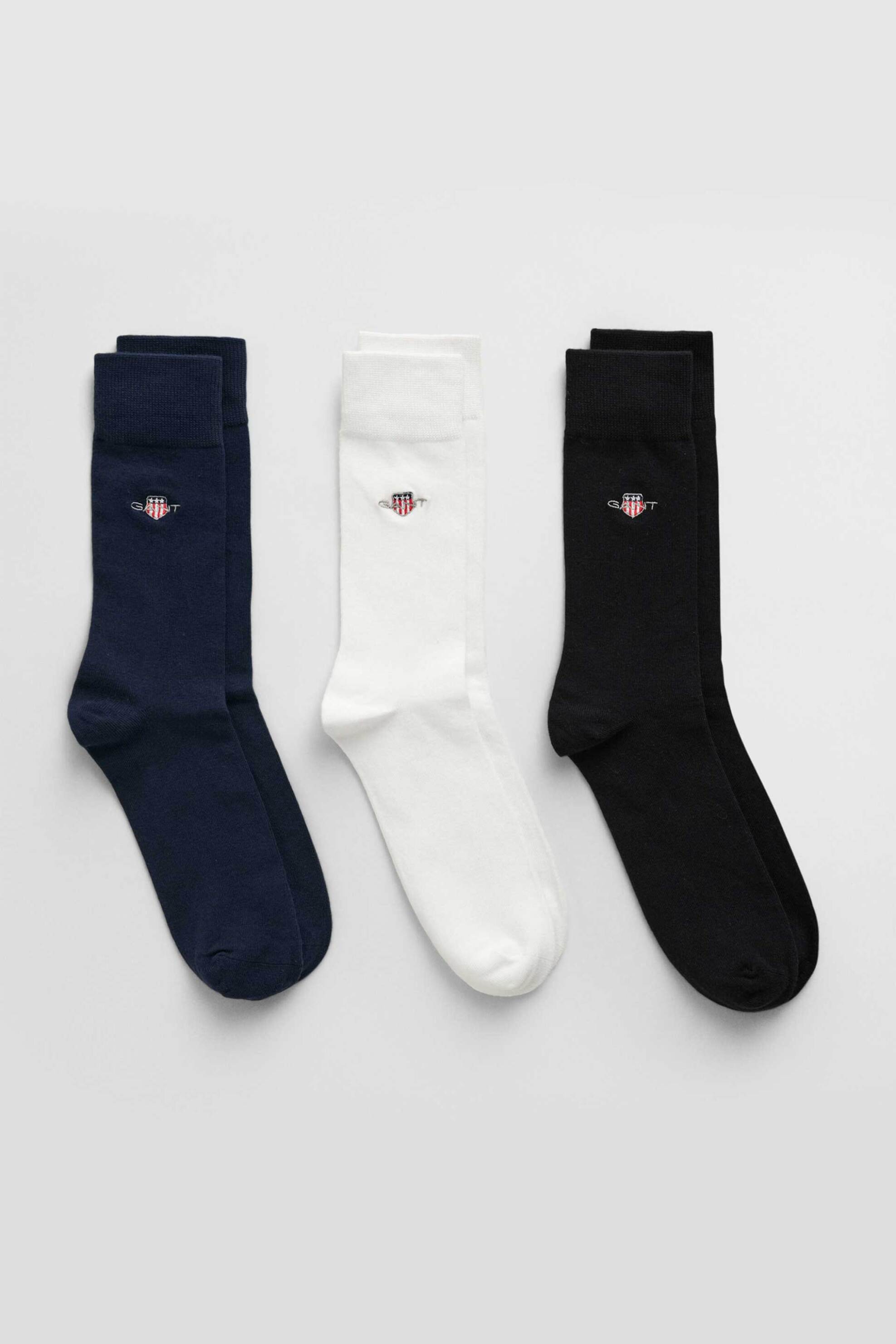 Gant σετ ανδρικές μακριές κάλτσες με κεντημένο logo σε διάφορα χρώματα (3 ζευγάρια) - 9960270 Μαύρο