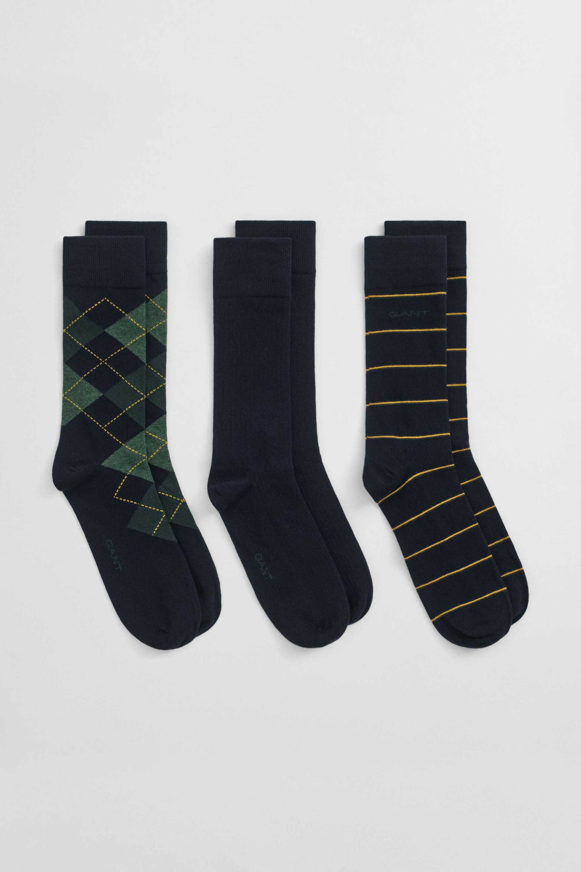 Gant σετ ανδρικές μακριές κάλτσες σε διάφορα σχέδια (3 ζευγάρια) - 9960334 Μπλε Σκούρο