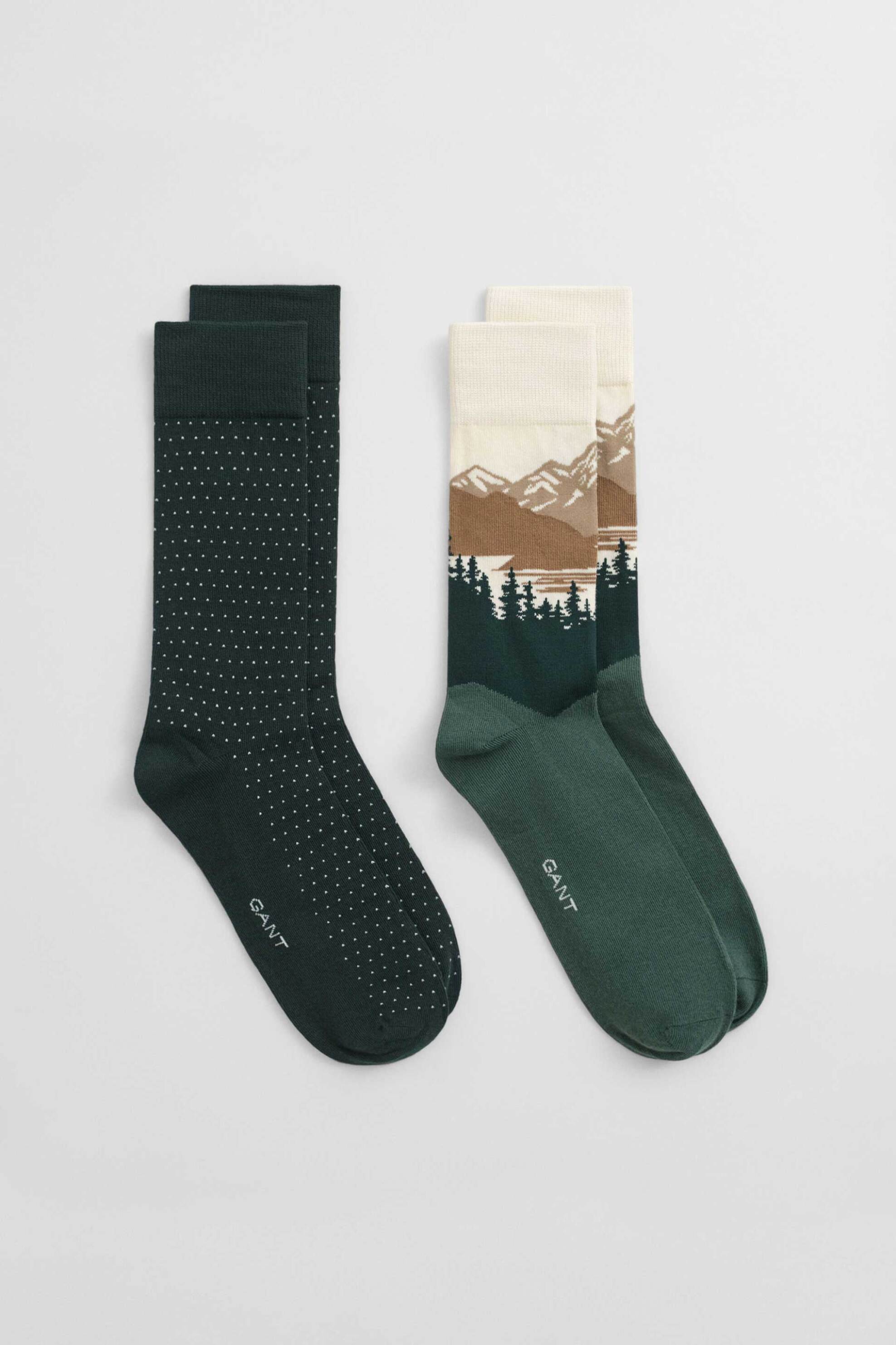 Gant σετ ανδρικές μακριές κάλτσες σε διάφορα σχέδια (2 ζευγάρια) - 9960366 Πράσινο Σκούρο