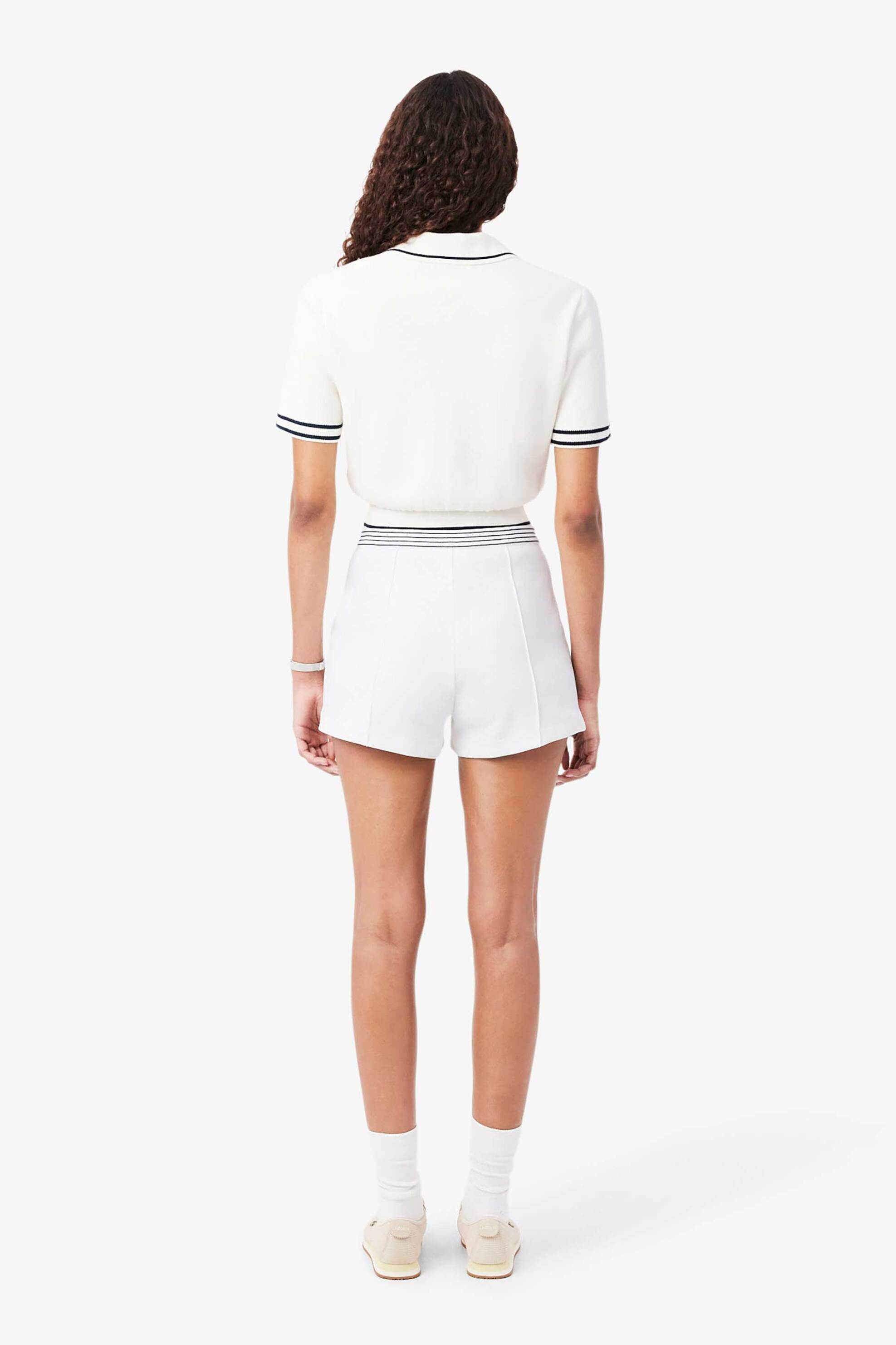 LACOSTE Lacoste γυναικείο σορτς πικέ με κεντημένο λογότυπο και contrast ριγέ μέση - GF9835 Λευκό - 3