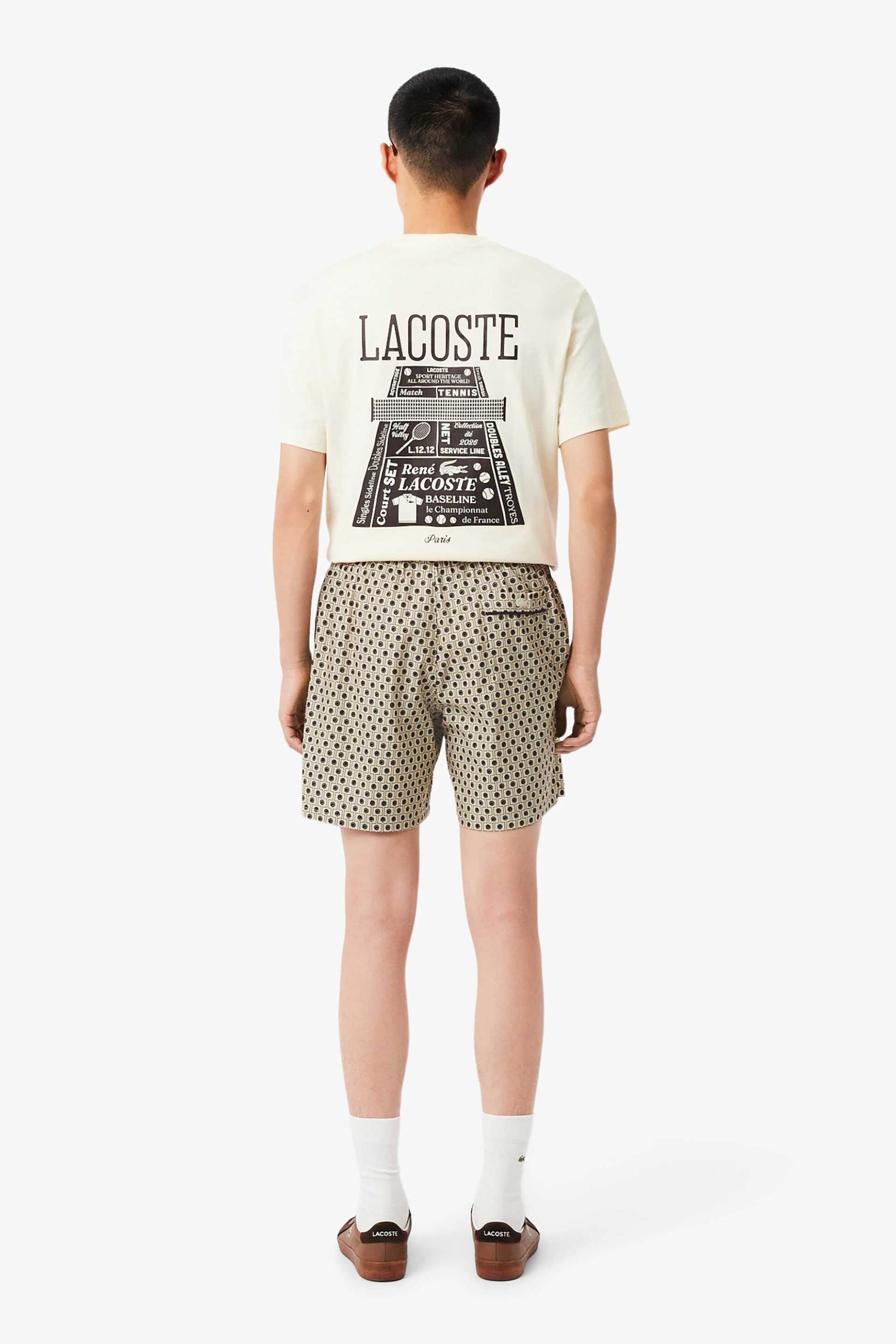 Lacoste Ανδρική Βερμούδα με All-Over Print Και Ελαστική Μέση Relaxed Fit - Gh0748-00 Μπεζ