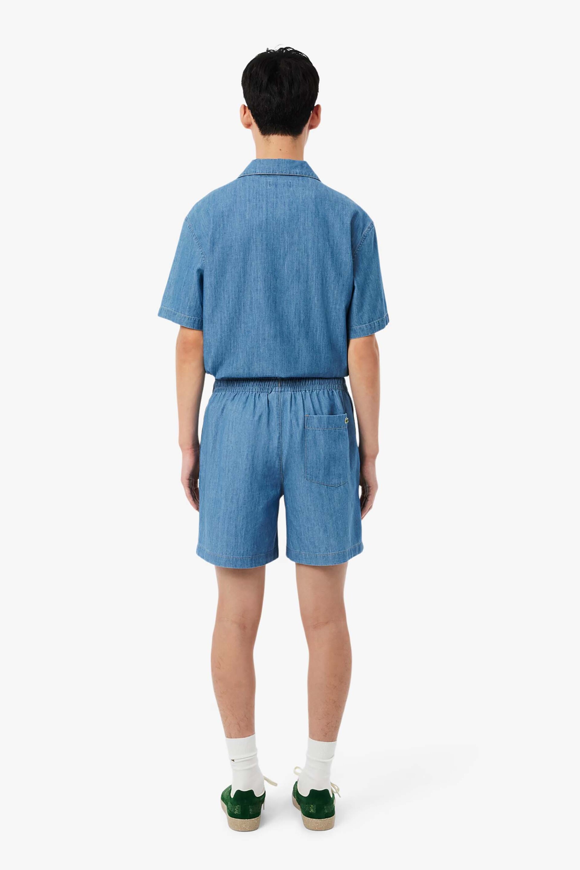 Lacoste Ανδρική Denim Βερμούδα με Ελαστική Μέση Relaxed Fit - Gh1856 Blue