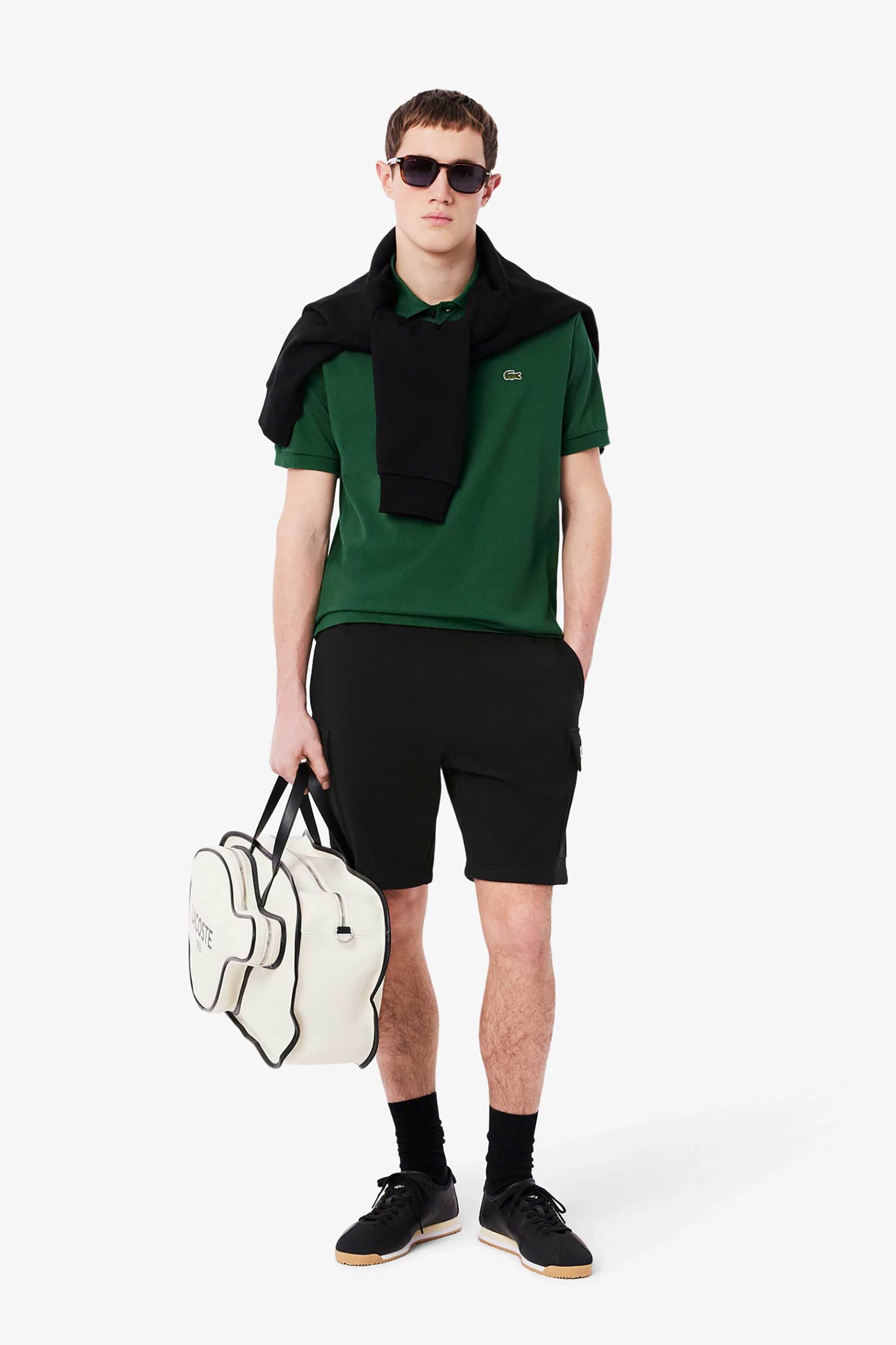 Lacoste ανδρική βερμούδα cargo με ελαστική μέση και λογότυπο Regular Straight Fit - GH9743-00 Μαύρο φωτογραφία