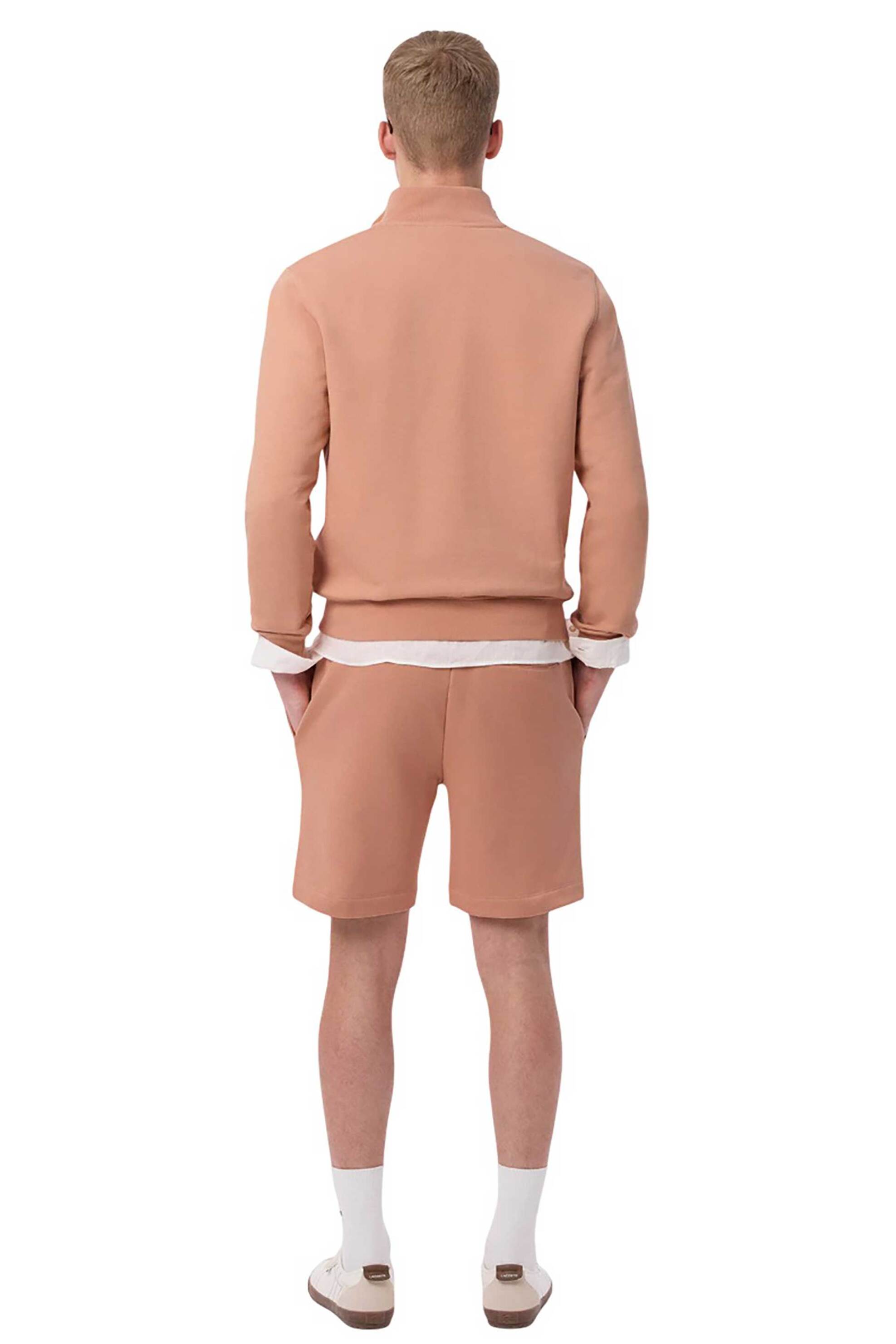 Lacoste Ανδρική Βερμούδα Fleece με Ελαστική Μέση Και Λογότυπο Regular Straight Fit - Gh9860-00 Σομόν