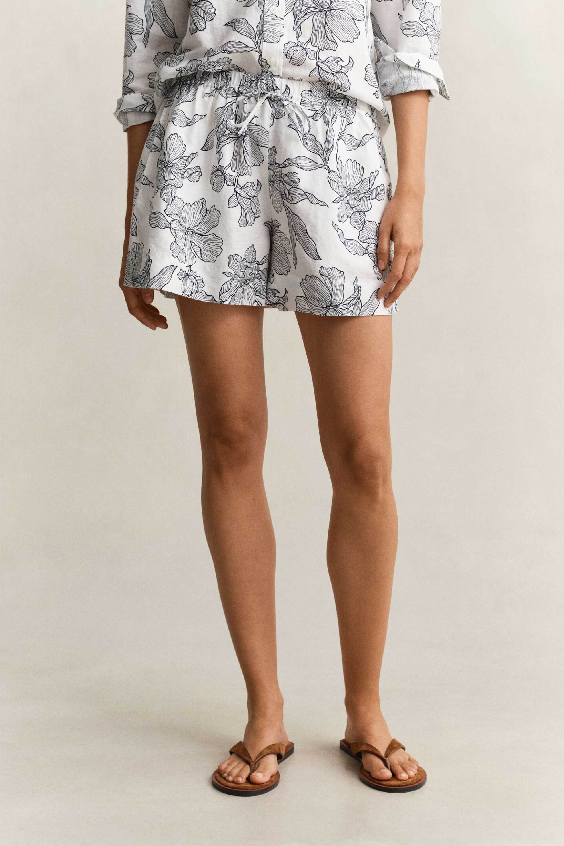 GANT Gant γυναικεία βερμούδα με floral print και ελαστική μέση Relaxed Fit - 4020144 Λευκό - 2