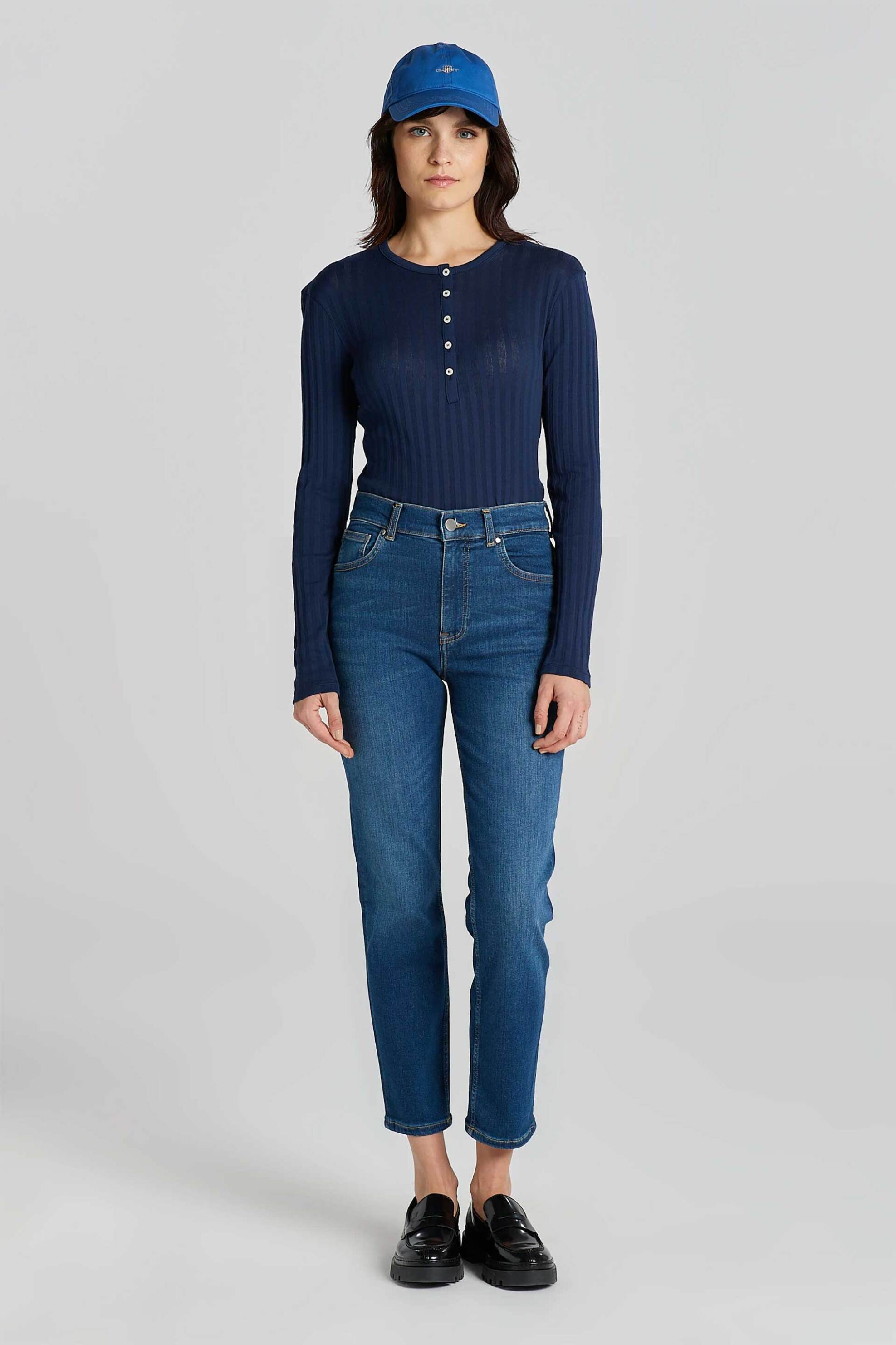 Gant γυναικείο τζιν παντελόνι Cropped Slim Fit - 4100196 Denim Blue