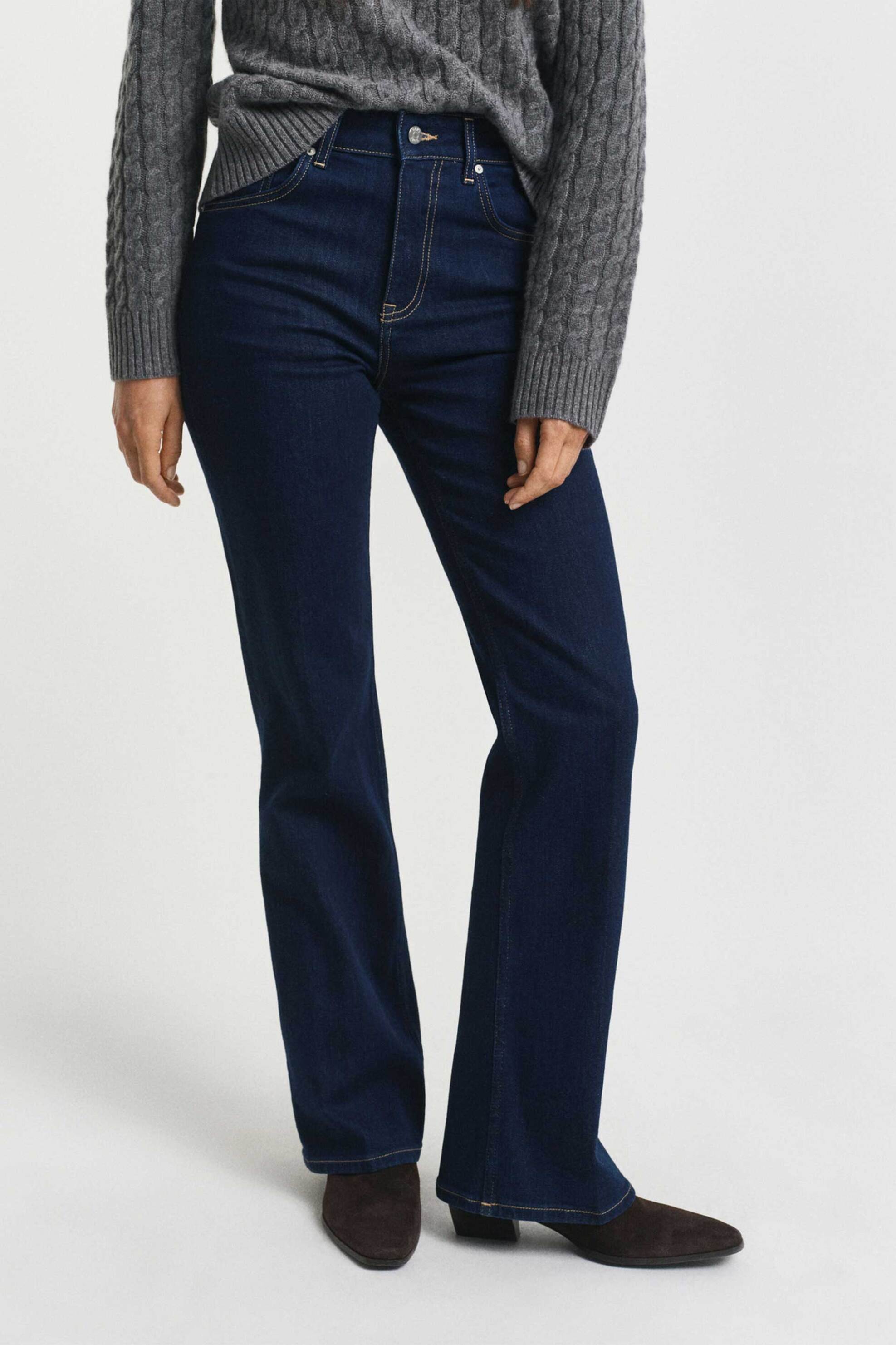 Gant γυναικείο τζιν παντελόνι flared πεντάτσεπο Slim Fit - 4100237 Denim Blue Σκούρο
