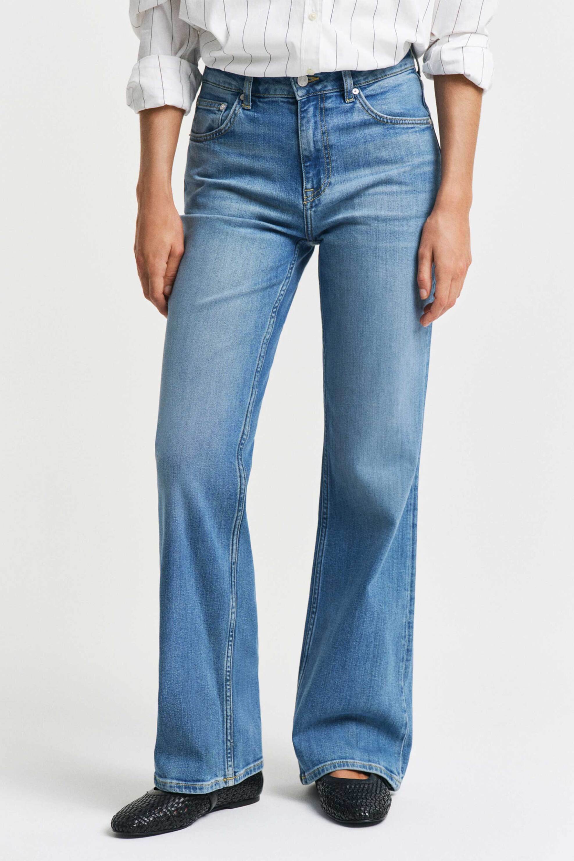 Gant γυναικείο τζιν παντελόνι flared πεντάτσεπο Slim Fit - 4100237 Denim Blue Ανοιχτό