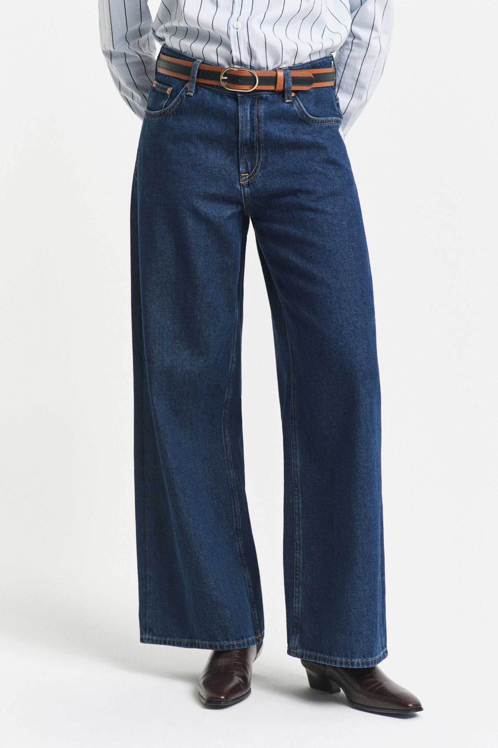 Gant γυναικείο τζιν παντελόνι πεντάτσεπο Wide Fit - 4100256 Denim Blue Σκούρο
