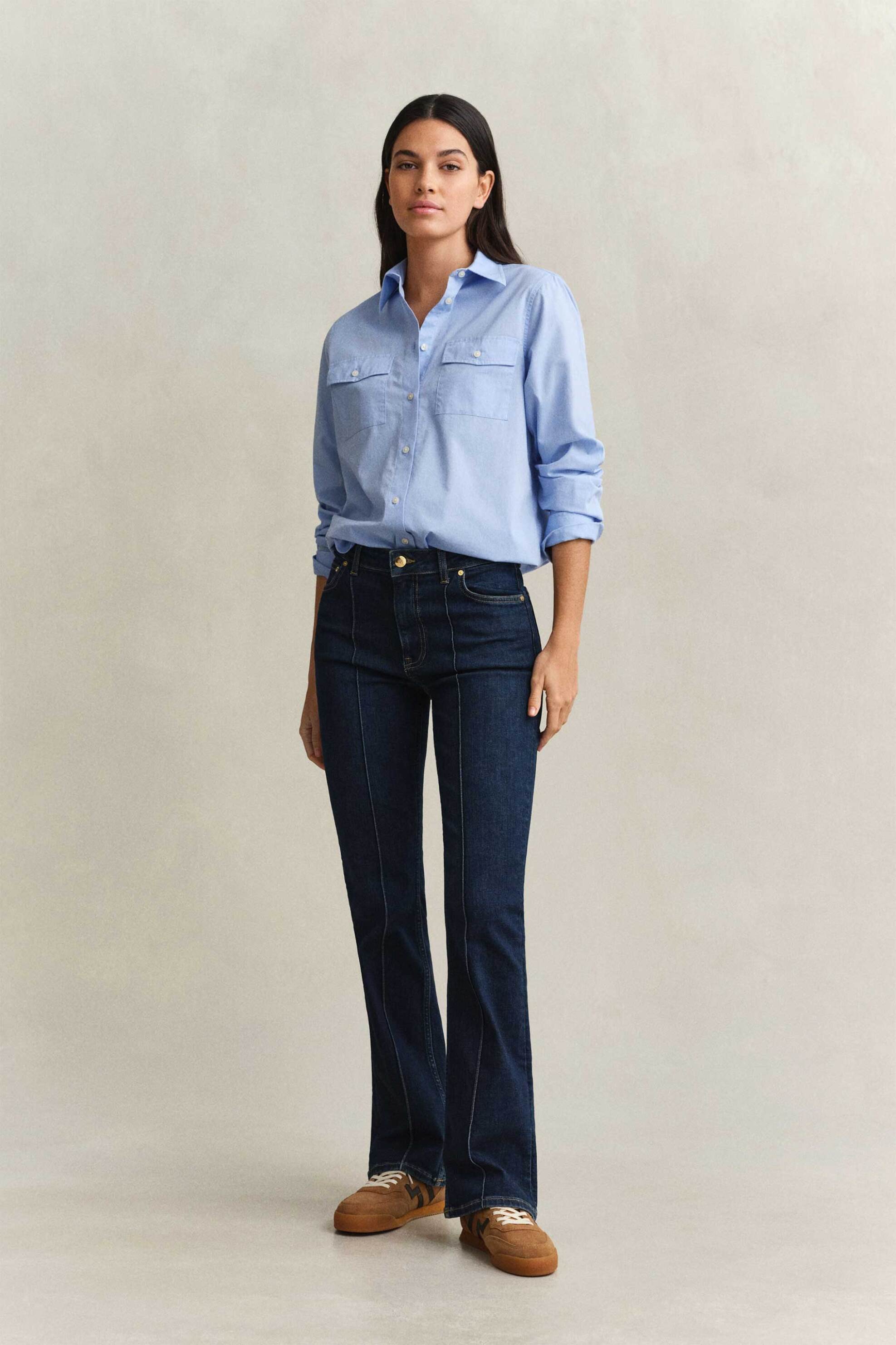 Gant γυναικείο τζιν παντελόνι πεντάτσεπο Flared Slim Fit - 4100315 Denim Blue Σκούρο