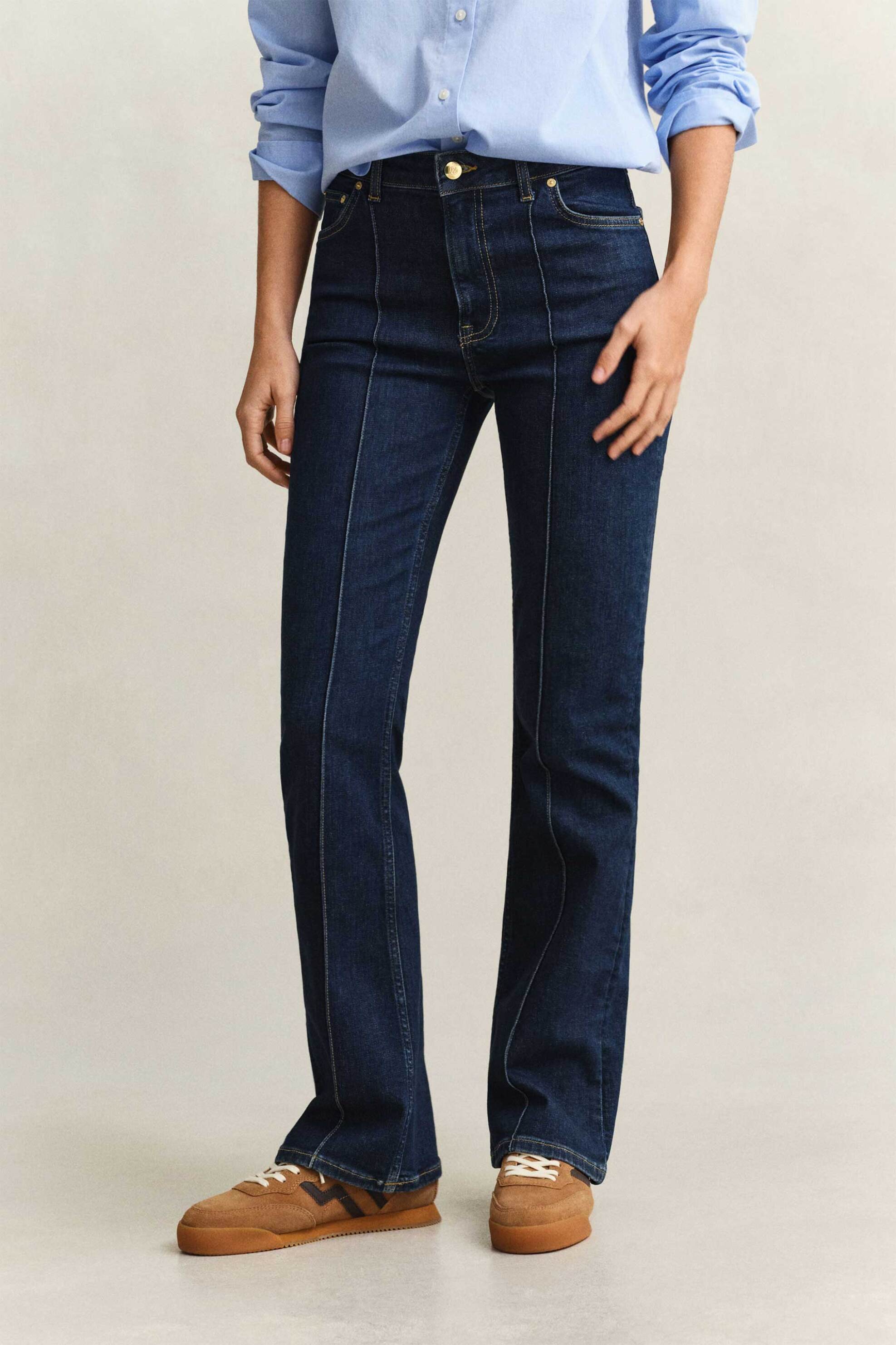 Gant γυναικείο τζιν παντελόνι πεντάτσεπο Flared Slim Fit - 4100315 Denim Blue Σκούρο