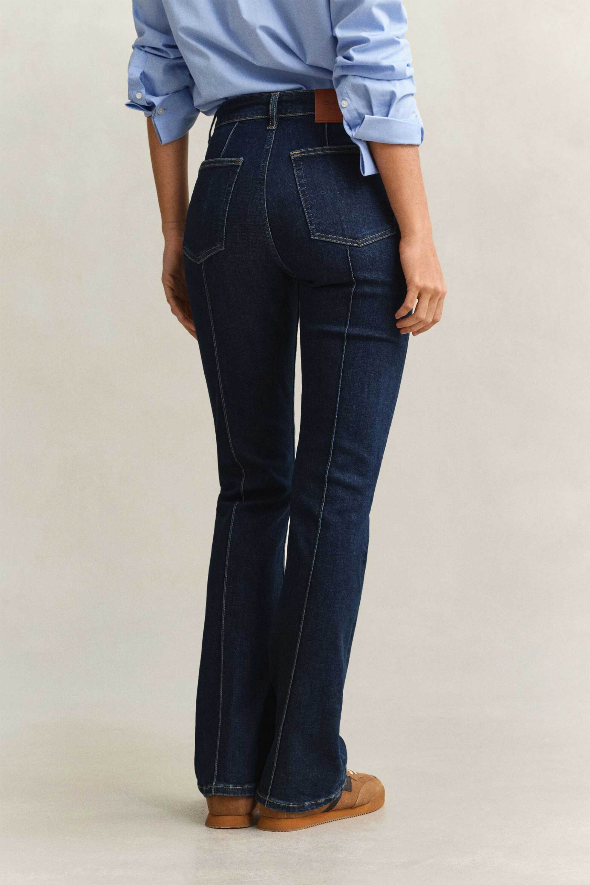 GANT Gant γυναικείο τζιν παντελόνι πεντάτσεπο Flared Slim Fit - 4100315 Denim Blue Σκούρο - 3