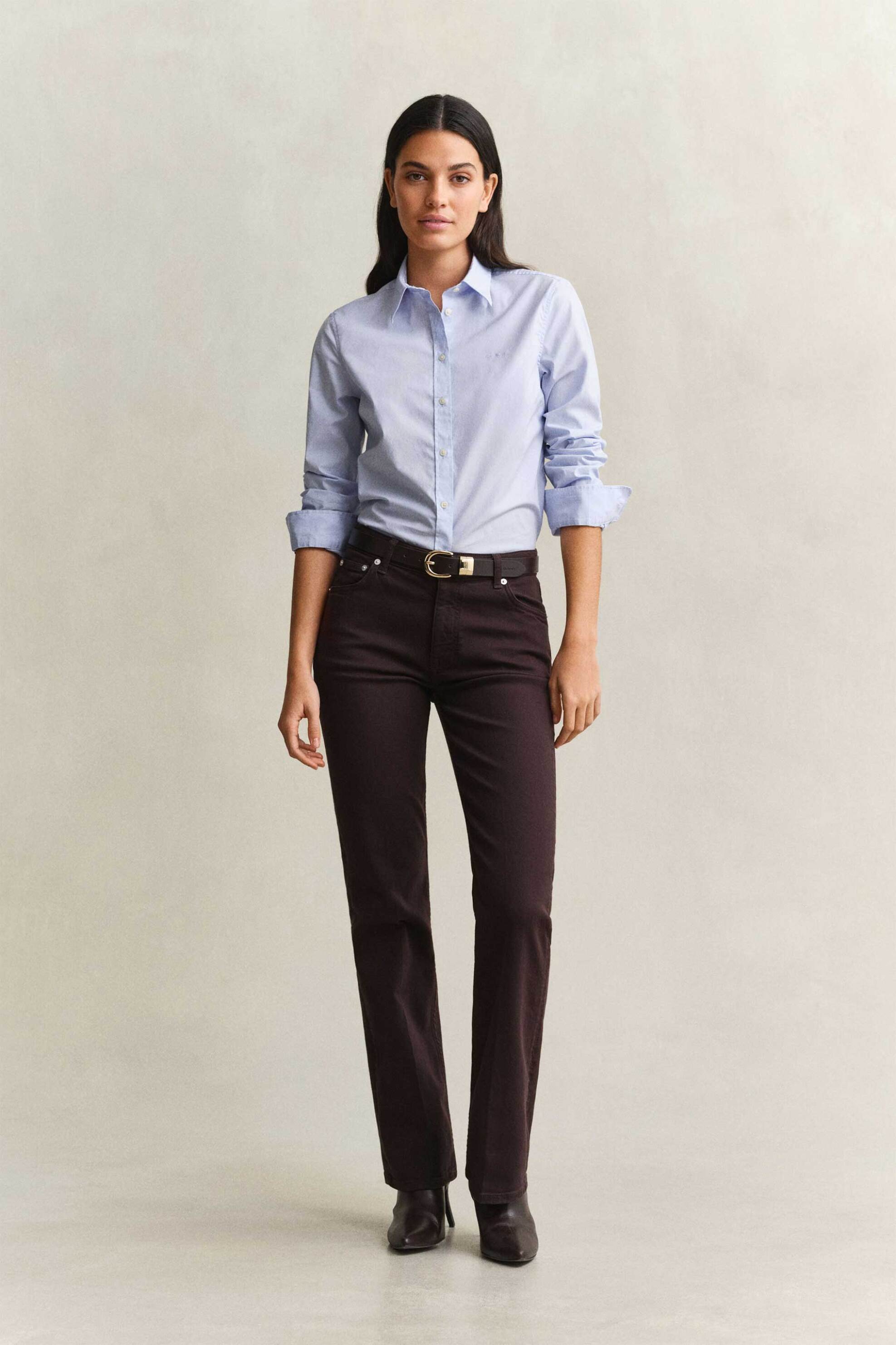 Gant γυναικείο τζιν παντελόνι πεντάτσεπο Flared Slim Fit - 4100316 Καφέ Σκούρο