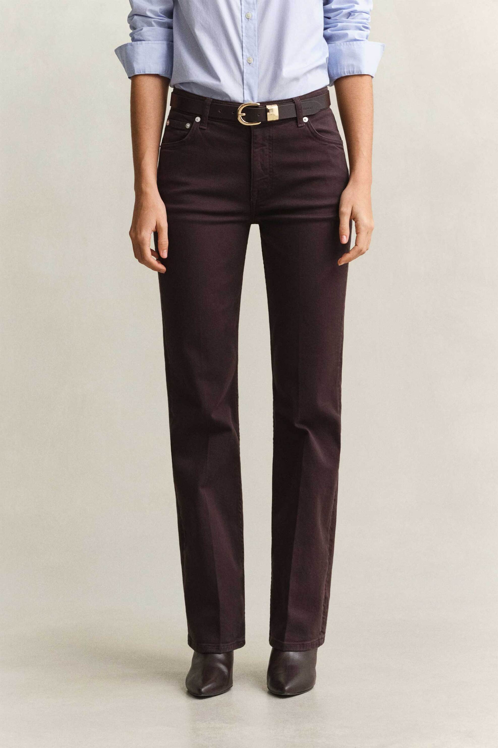 Gant γυναικείο τζιν παντελόνι πεντάτσεπο Flared Slim Fit - 4100316 Καφέ Σκούρο