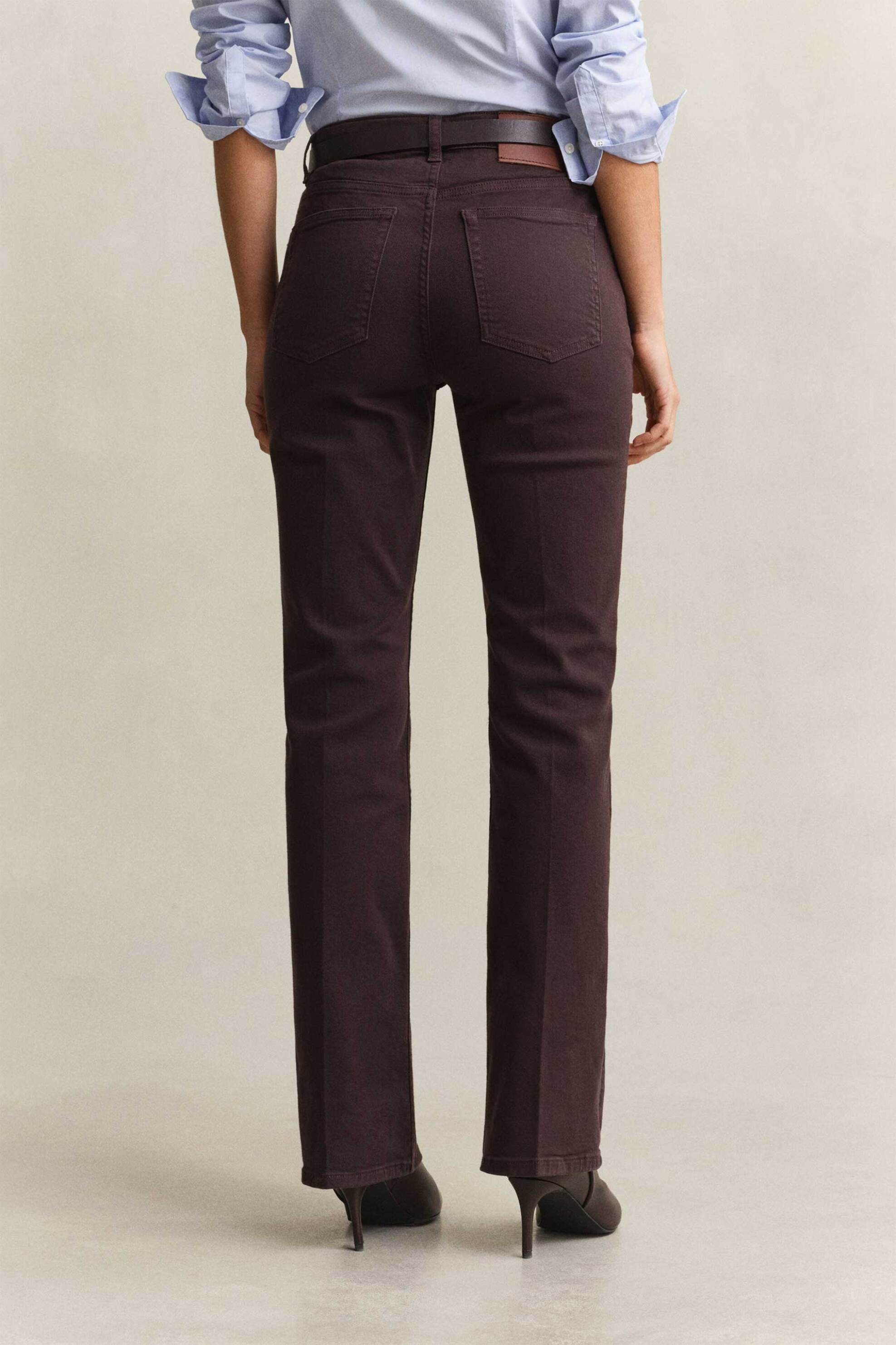 GANT Gant γυναικείο τζιν παντελόνι πεντάτσεπο Flared Slim Fit - 4100316 Καφέ Σκούρο - 3