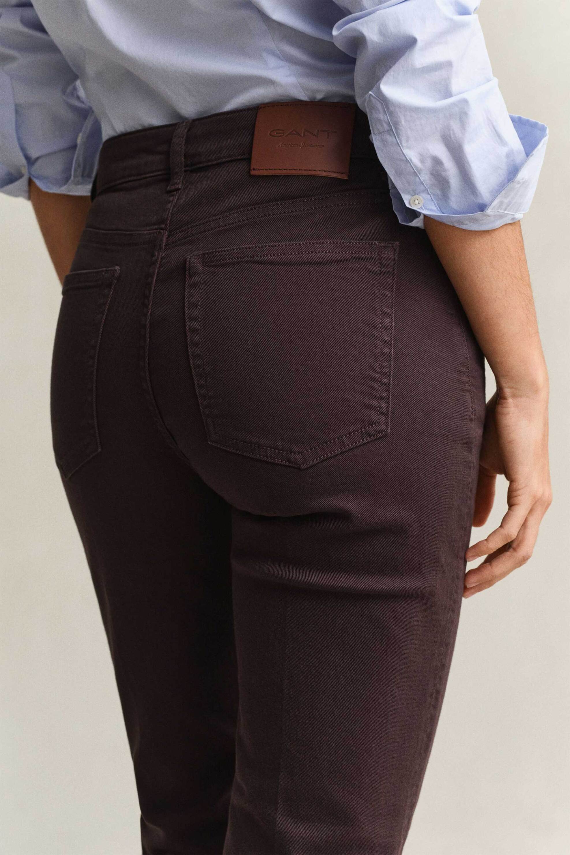 Gant Γυναικείο Τζιν Παντελόνι Πεντάτσεπο Flared Slim Fit - 4100316 Καφέ Σκούρο