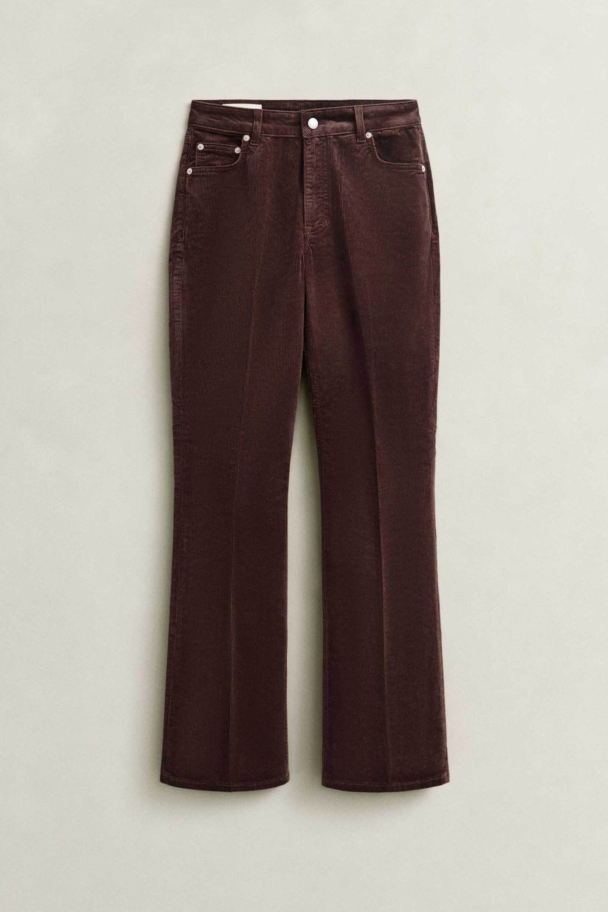 GANT Gant γυναικείο κοτλέ παντελόνι πεντάτσεπο Flared Slim Fit - 4100325 Καφέ Σκούρο