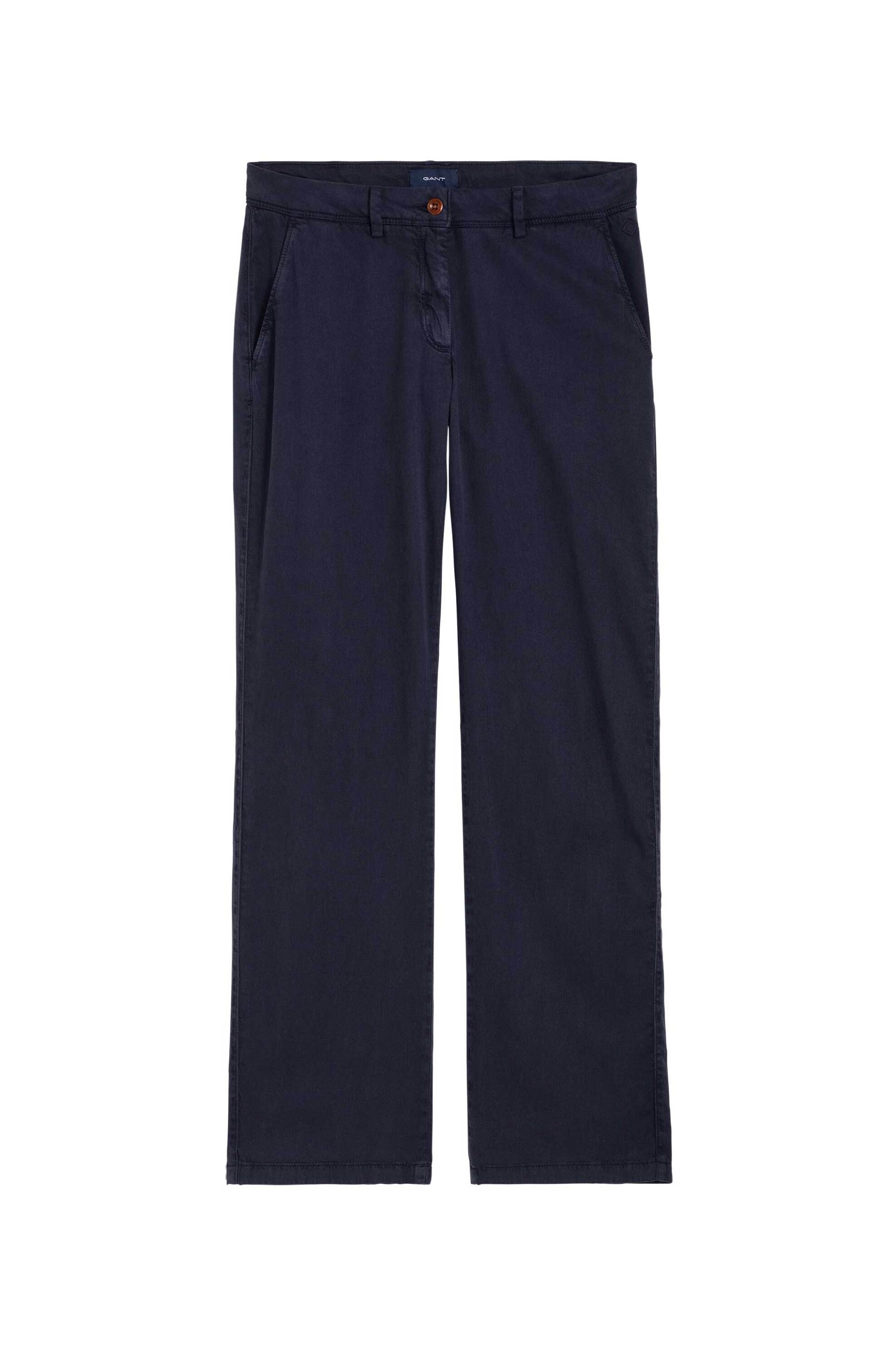 Gant γυναικείο chino παντελόνι μονόχρωμο με τσέπες και κεντημένο μονόγραμμα - 4150079 Μπλε Σκούρο