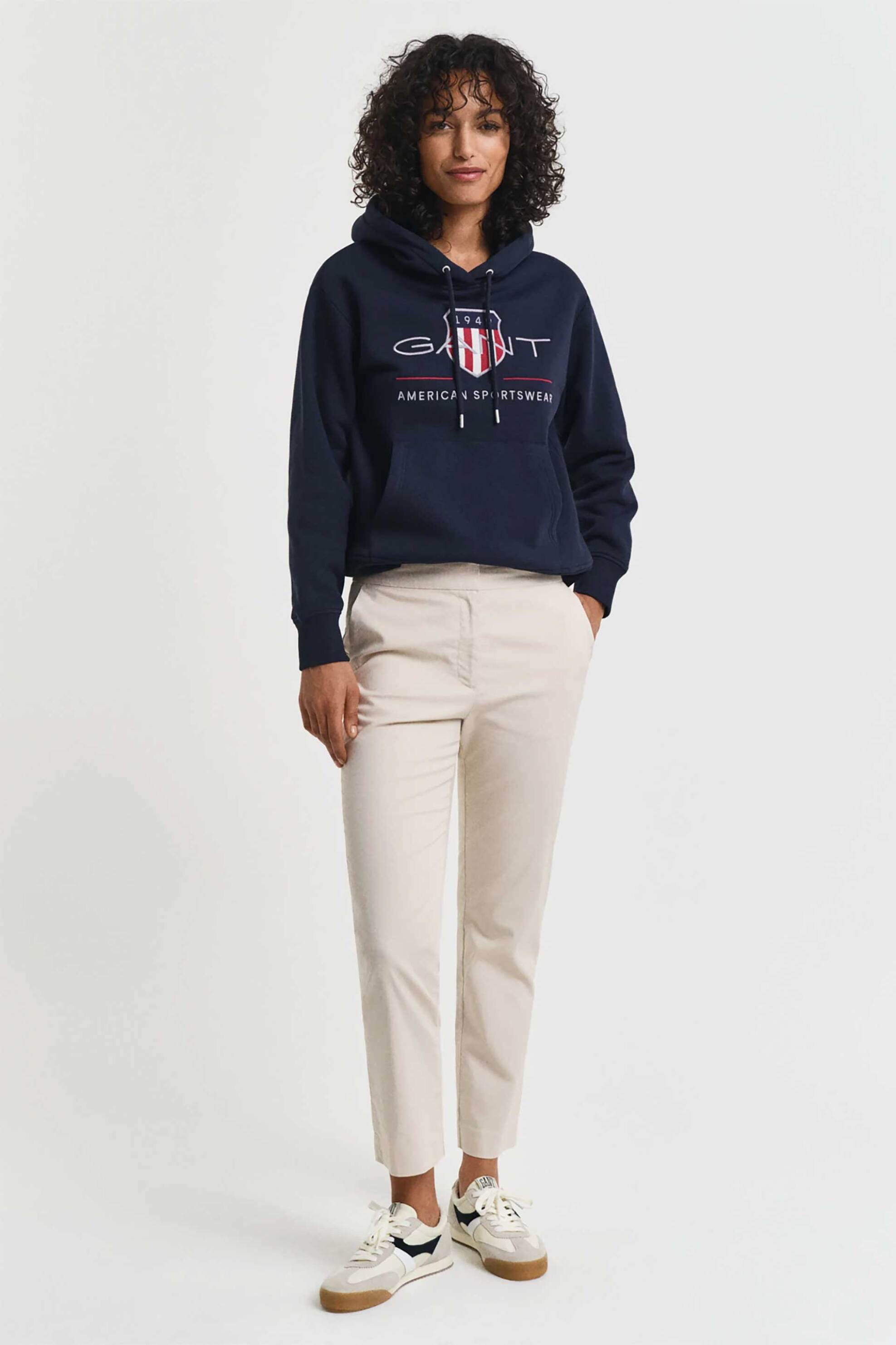 GANT Gant γυναικείο παντελόνι cigarette μονόχρωμο Slim Fit - 4150237 Εκρού