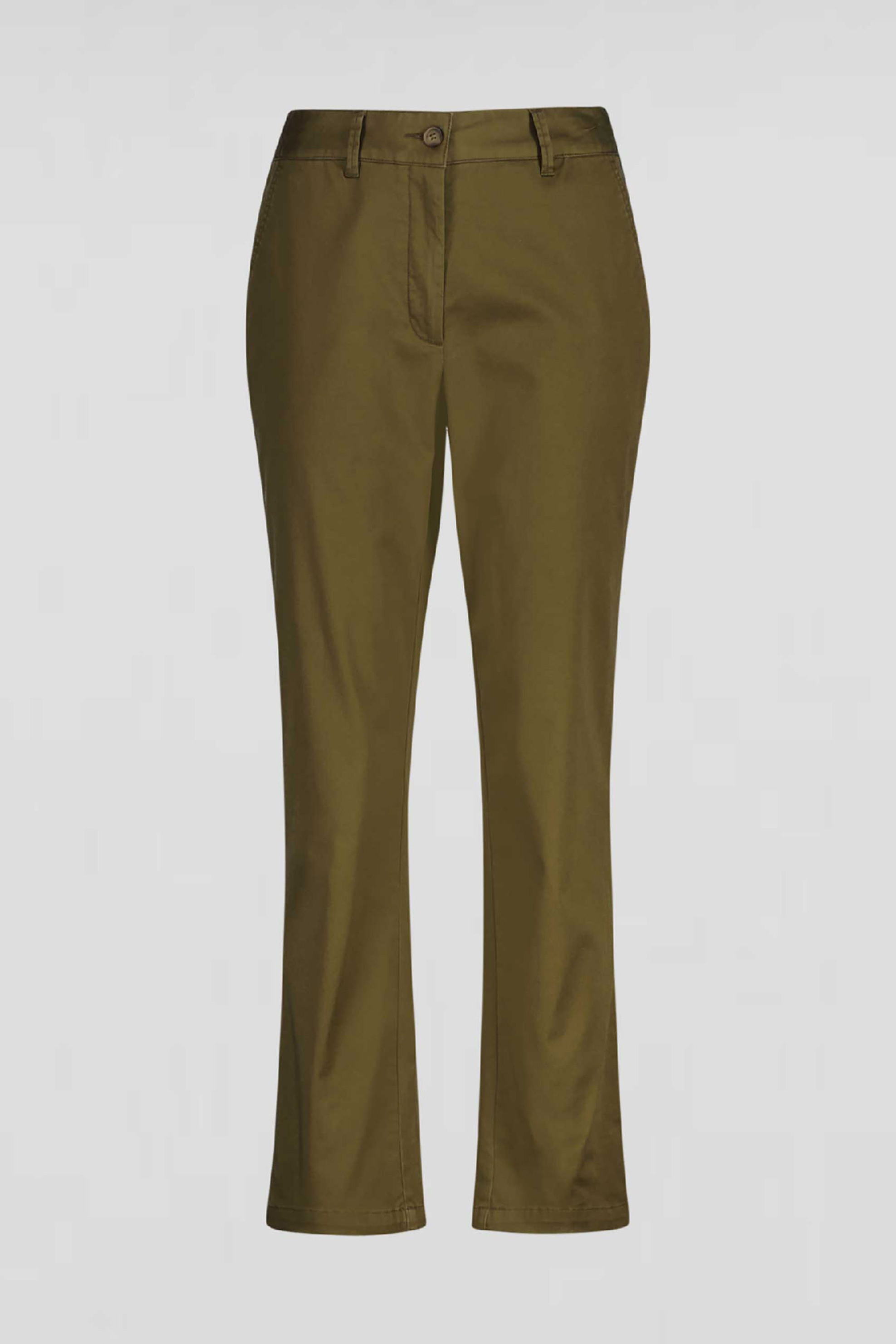 Gant γυναικείο παντελόνι chino μονόχρωμο cropped με τσέπες Slim Fit - 4150261 Λαδί
