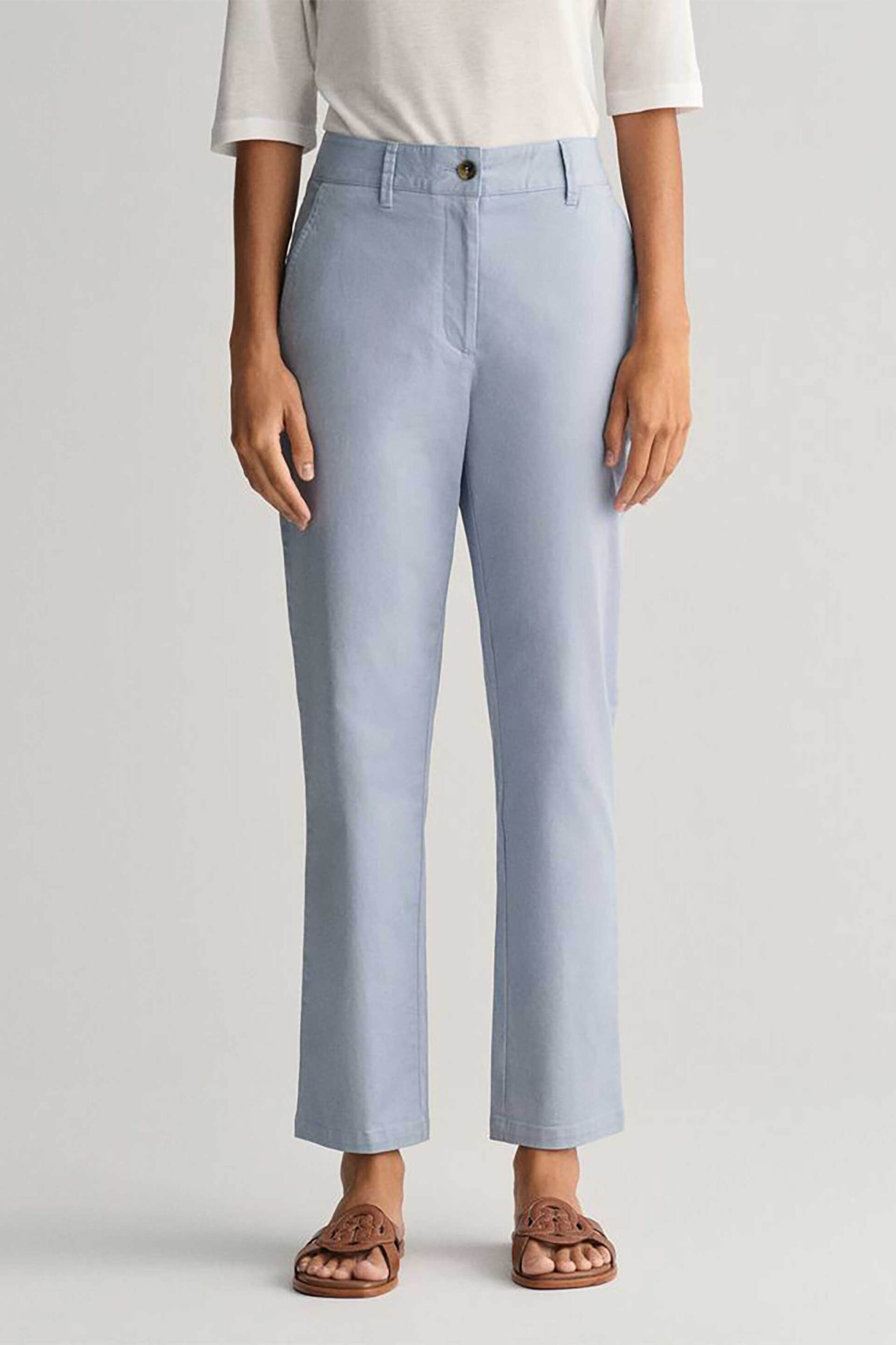 Gant γυναικείο παντελόνι chino μονόχρωμο cropped με τσέπες Slim Fit - 4150261 Μπλε Ανοιχτό φωτογραφία