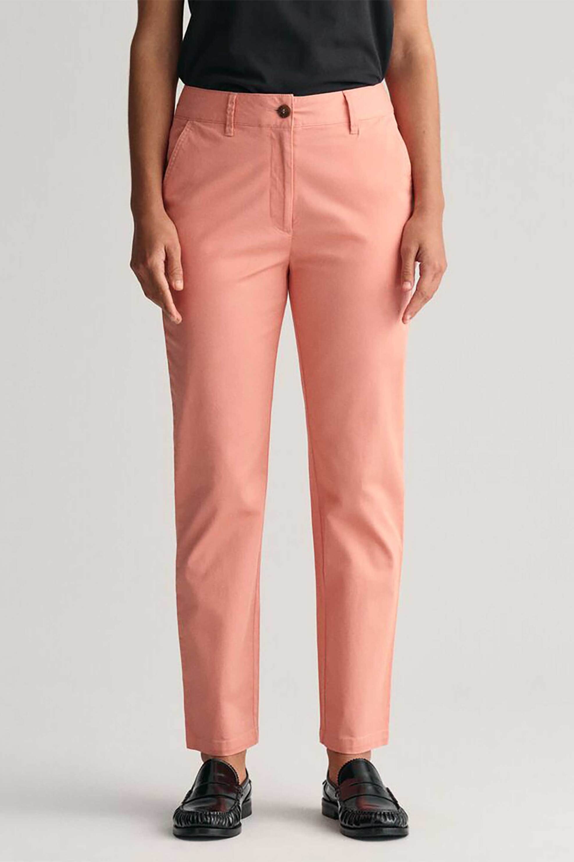 Gant γυναικείο παντελόνι chino μονόχρωμο cropped με τσέπες Slim Fit - 4150261 Ροδακινί φωτογραφία