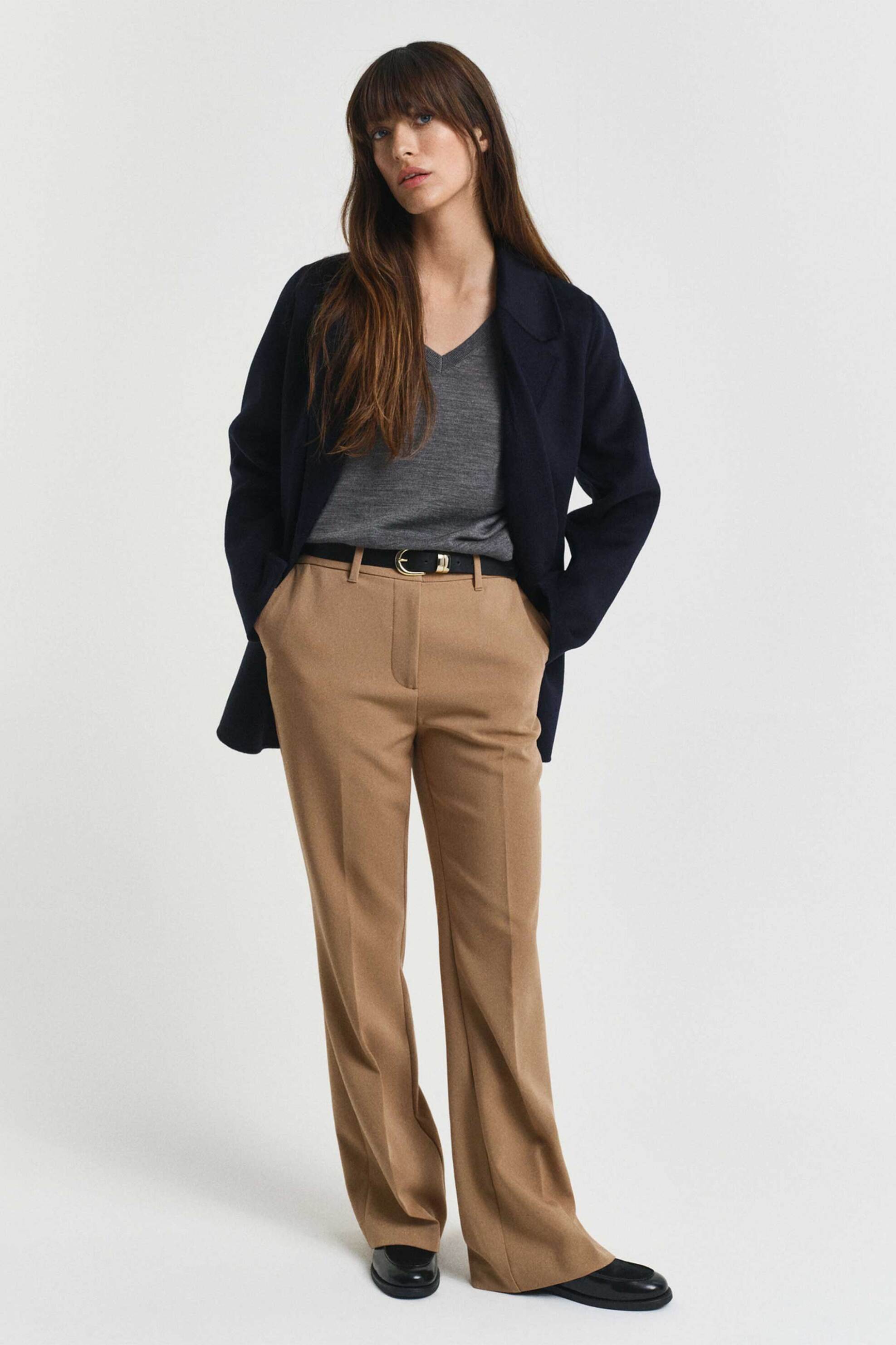 Gant γυναικείο παντελόνι flare υφασμάτινο Slim Fit - 4150334 Ταμπά